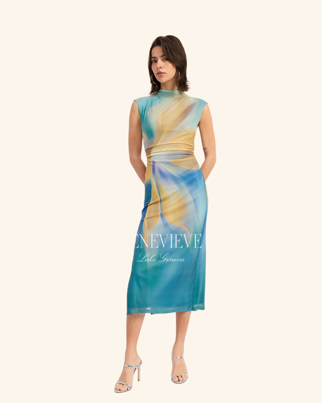 Emory Park Blue Multi Mesh Midi