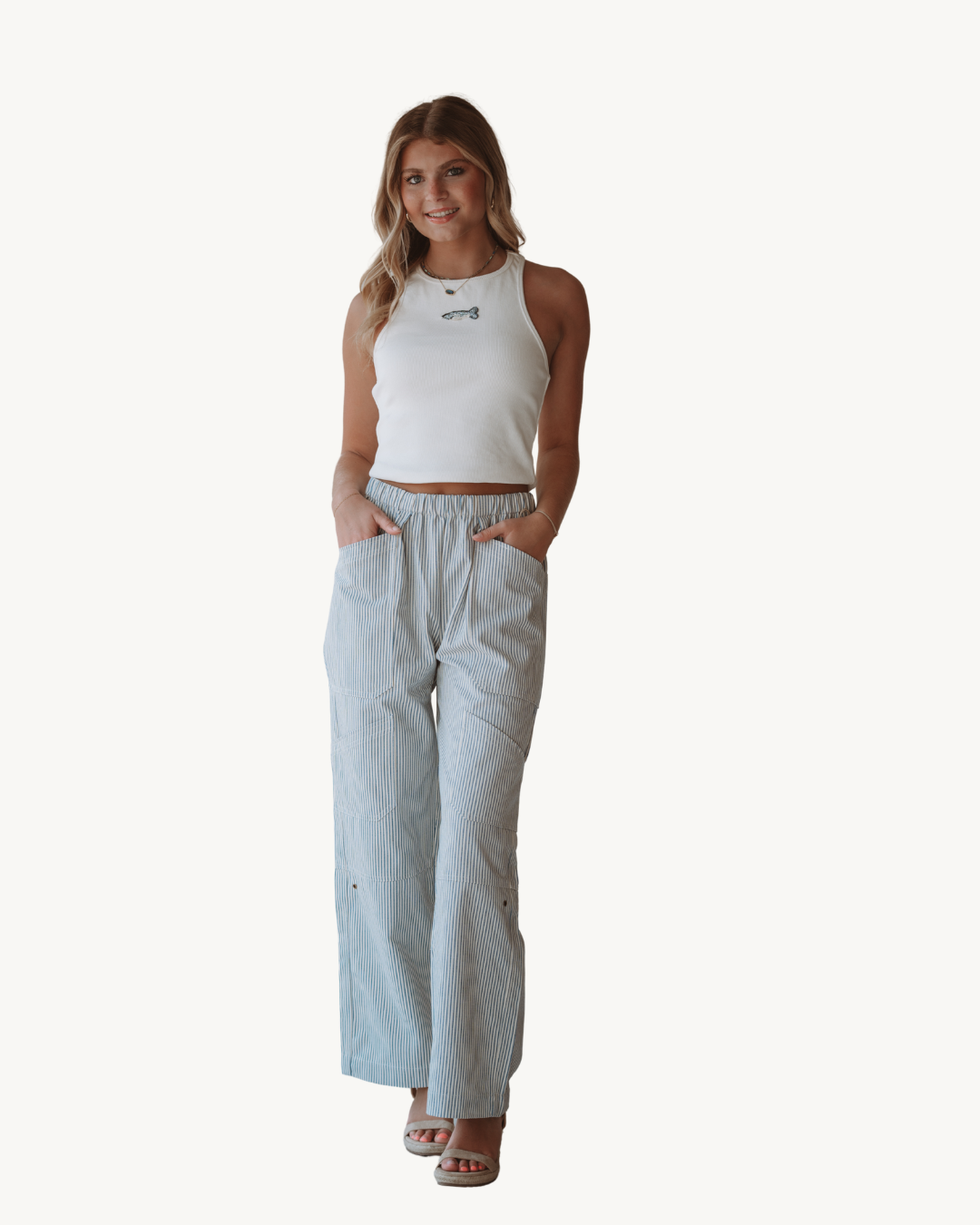 Emory Park Blue Stripe Wide Leg Pant