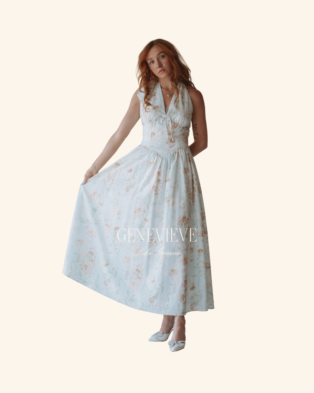 Mable Light Mint Floral Midi Dress