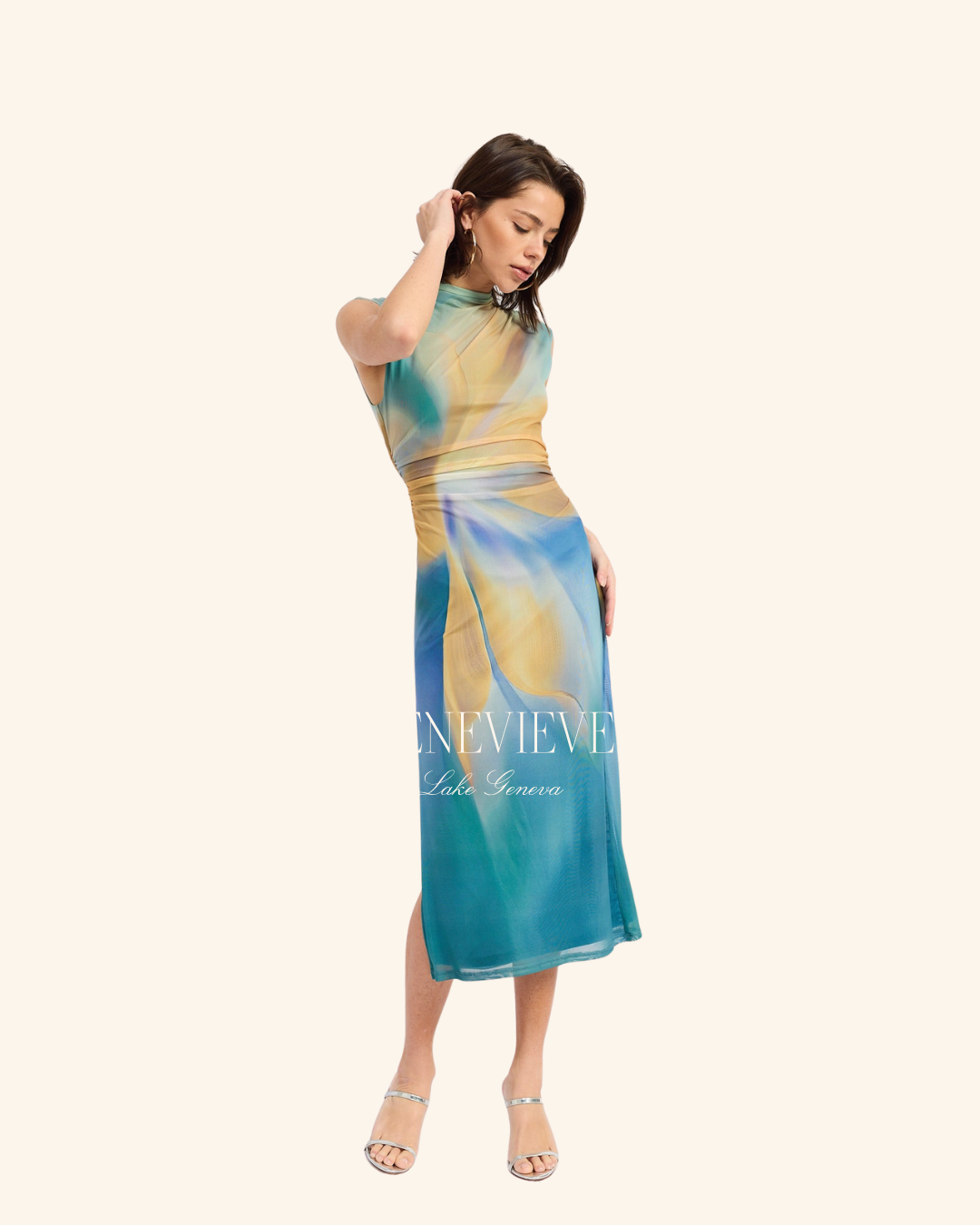 Emory Park Blue Multi Mesh Midi