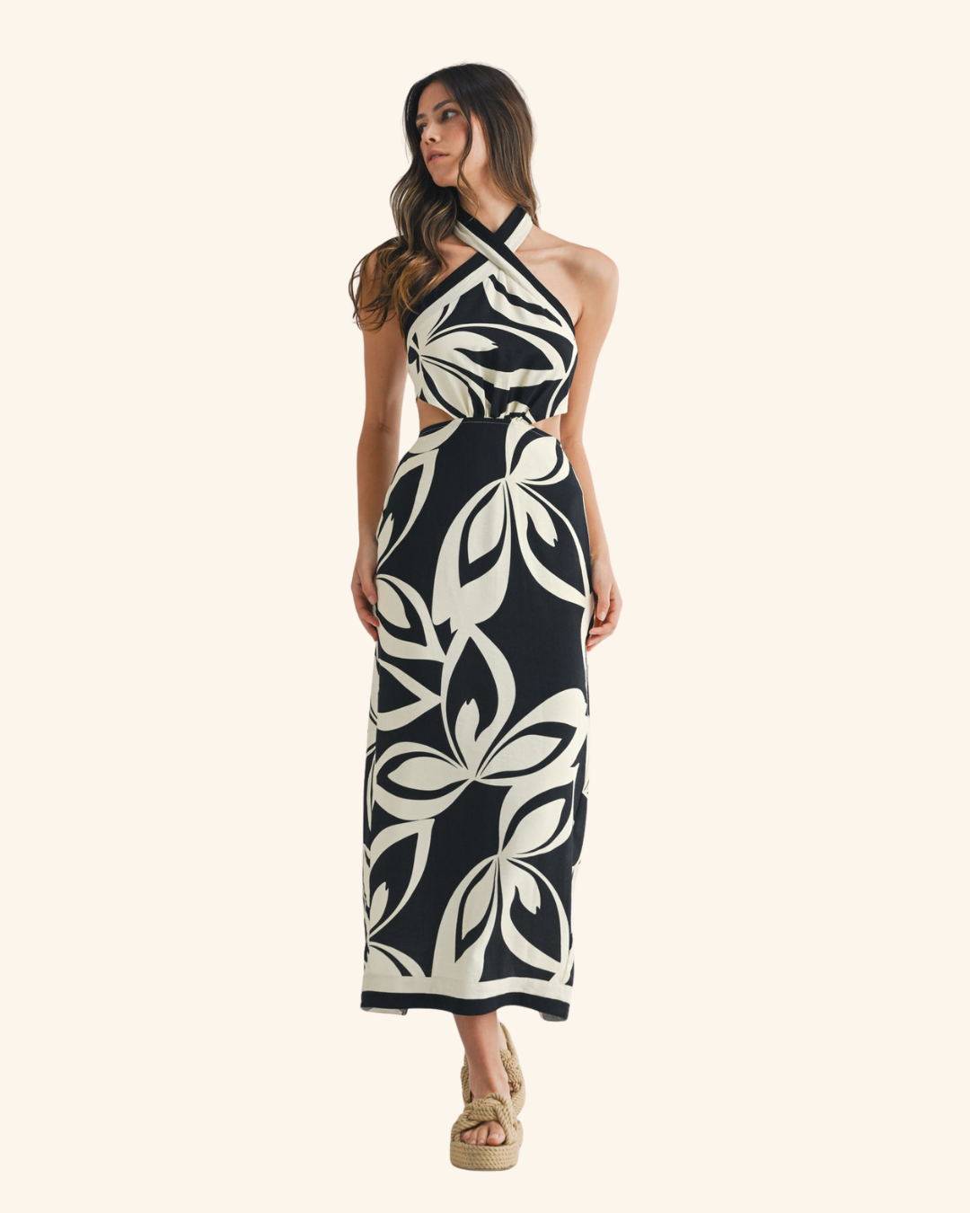 Mable Black Halter Neck Midi