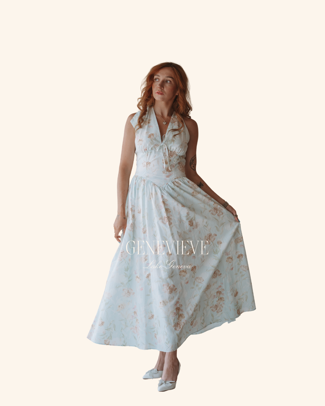 Mable Light Mint Floral Midi Dress