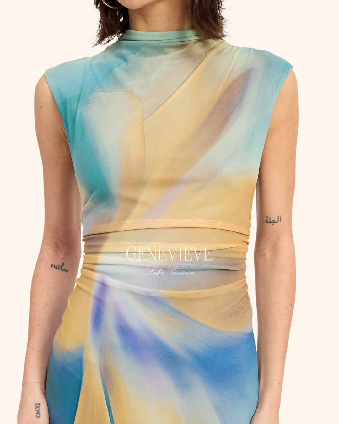 Emory Park Blue Multi Mesh Midi