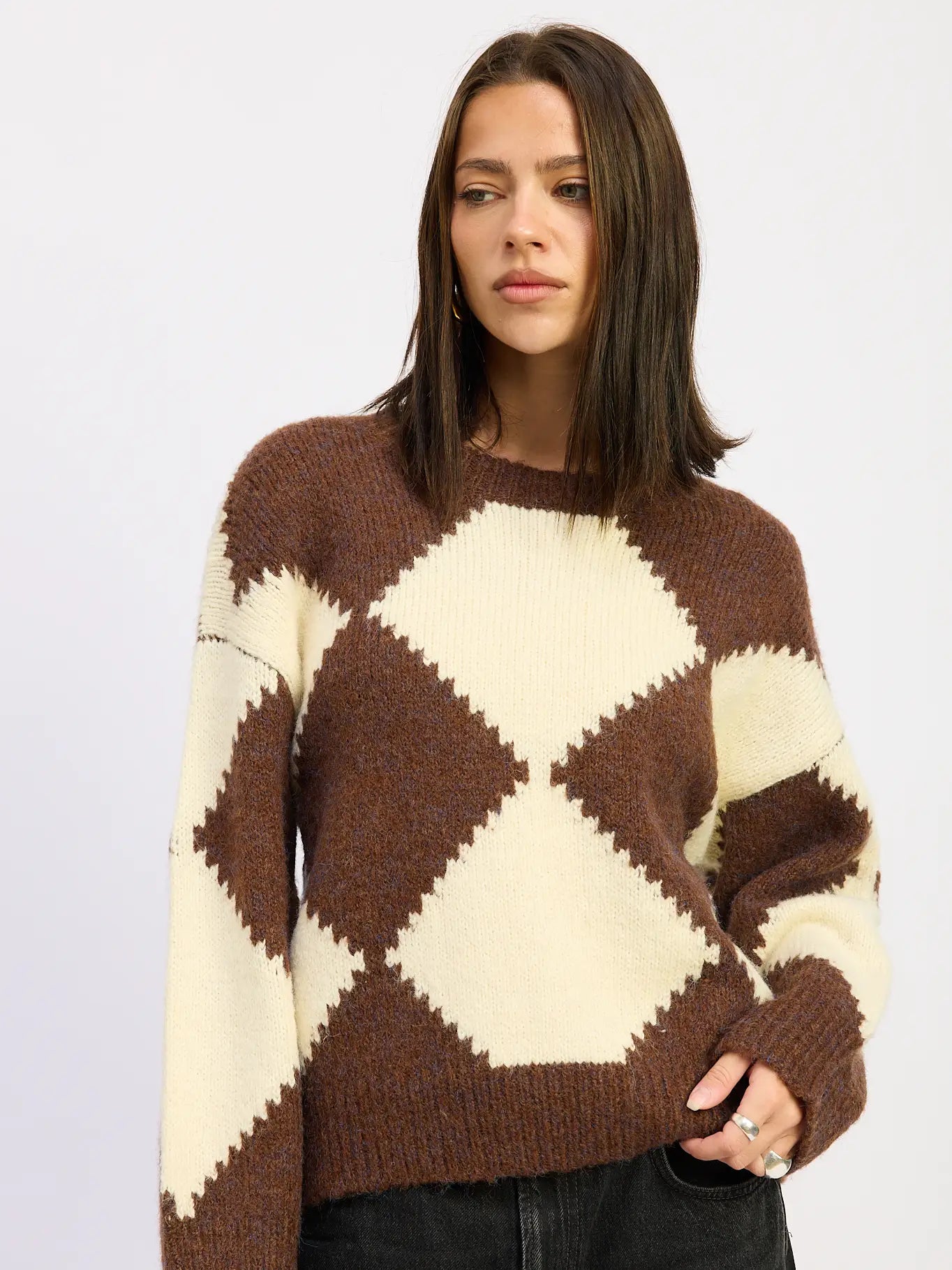 Emory Park Two Tone Argyle Oversized Sweater