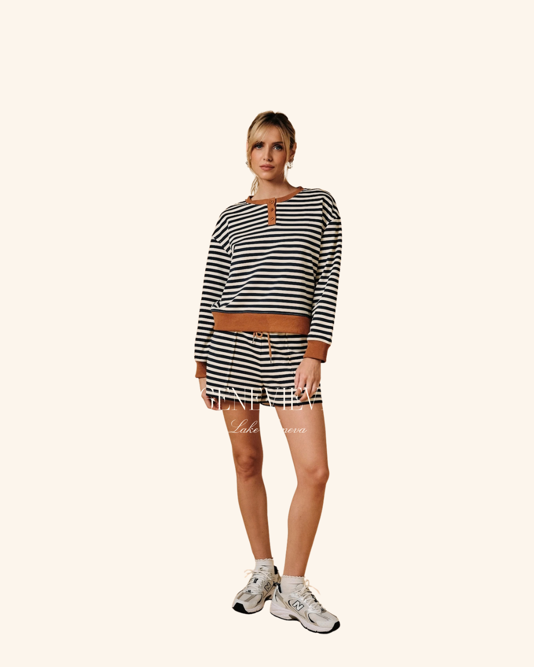 Sunday Edition Navy Stripe Sweat Shorts