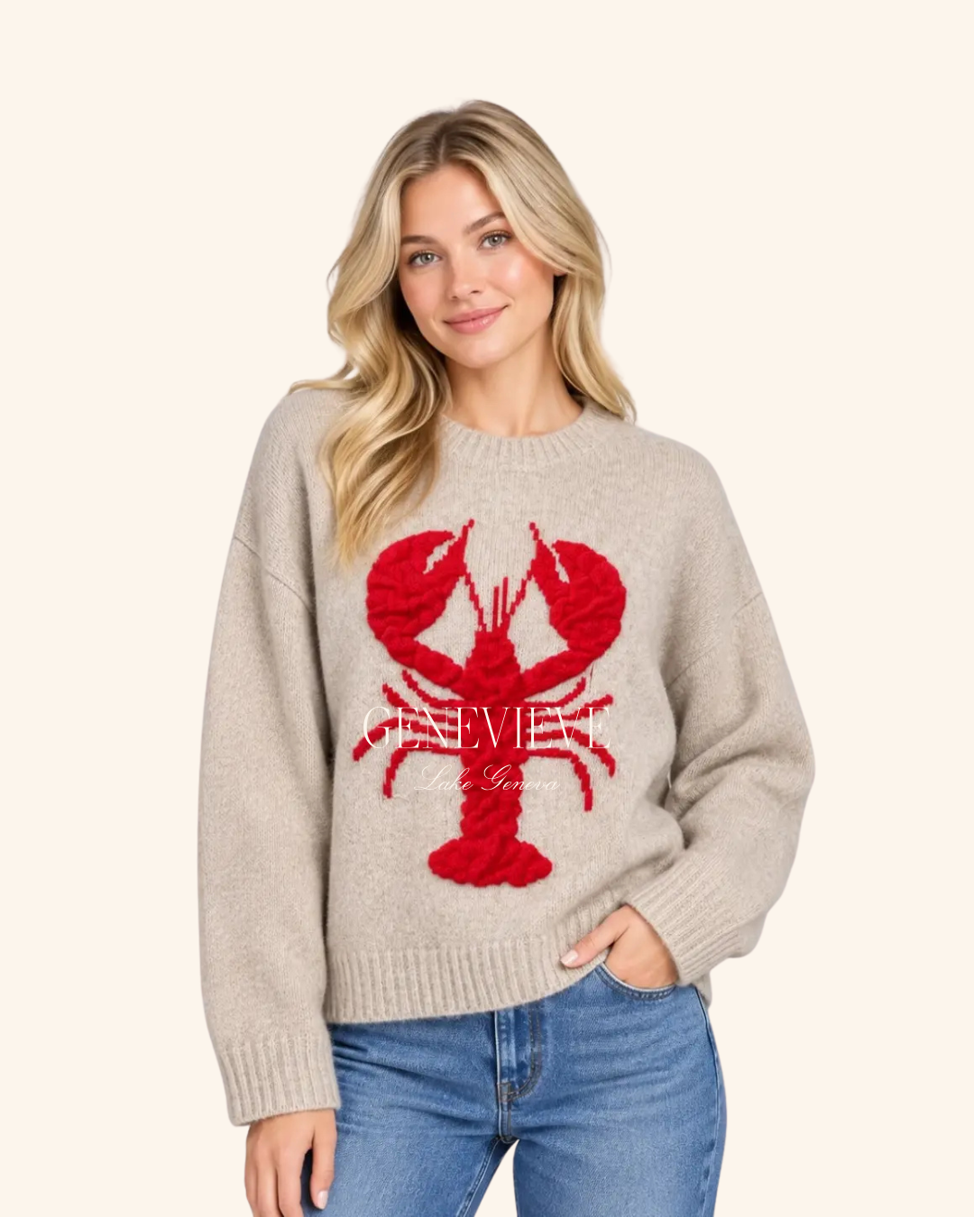 Dreamers Taupe Lobster Sweater