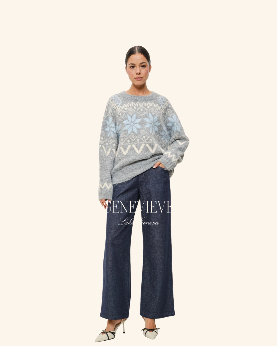 Pretty Garbage Grey Blue Faire Isle Pullover