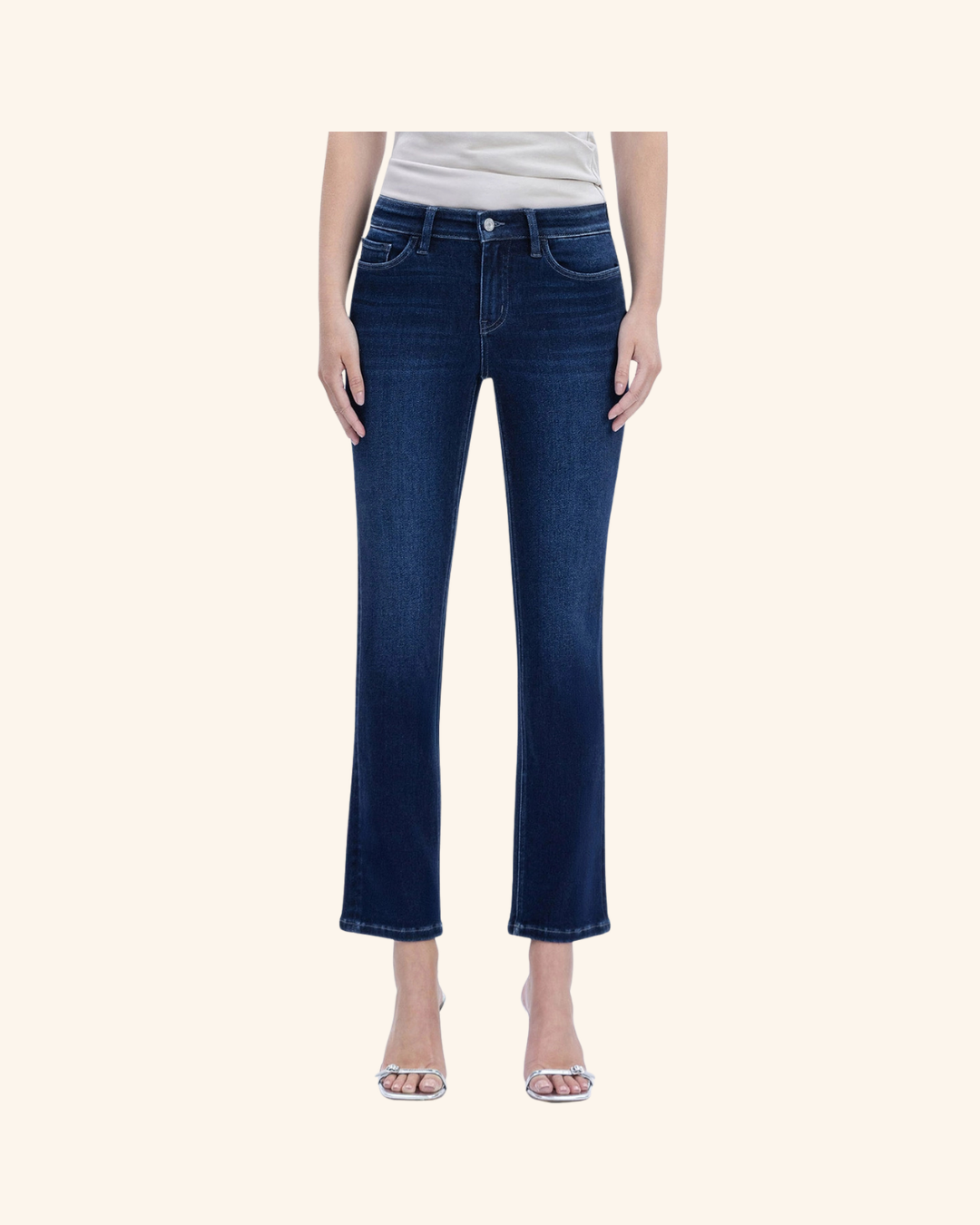 Vervet Mid Rise Dark Wash Slim Straight Ankle Jeans
