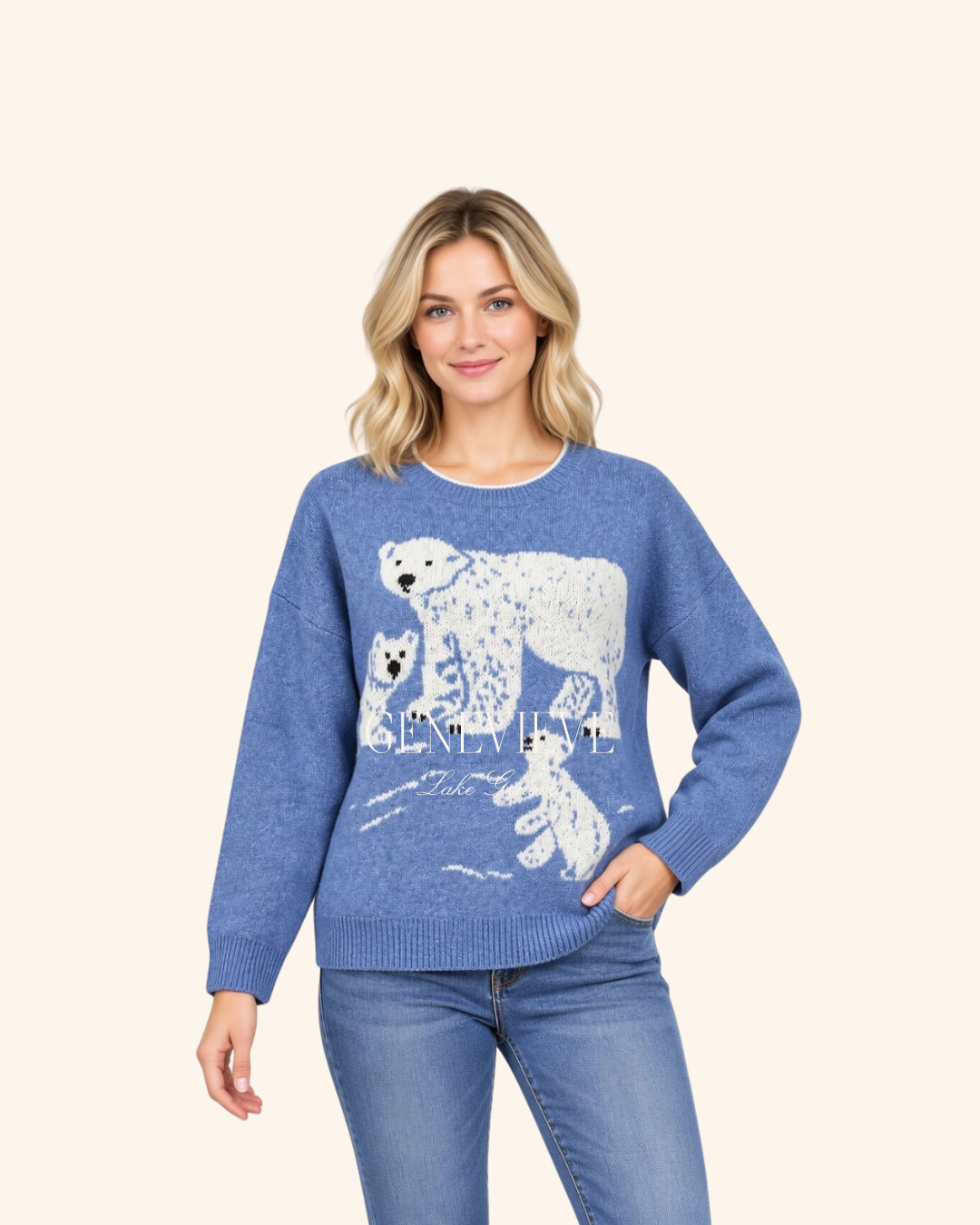 Dreamers By Debut Blue Polar Bear Sweater