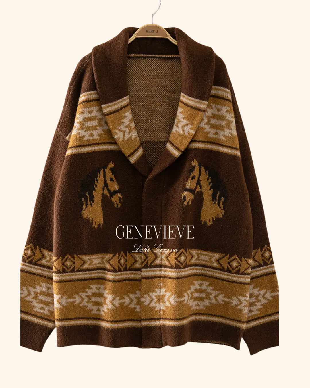 Very J Brown Horse Knit Cardigan