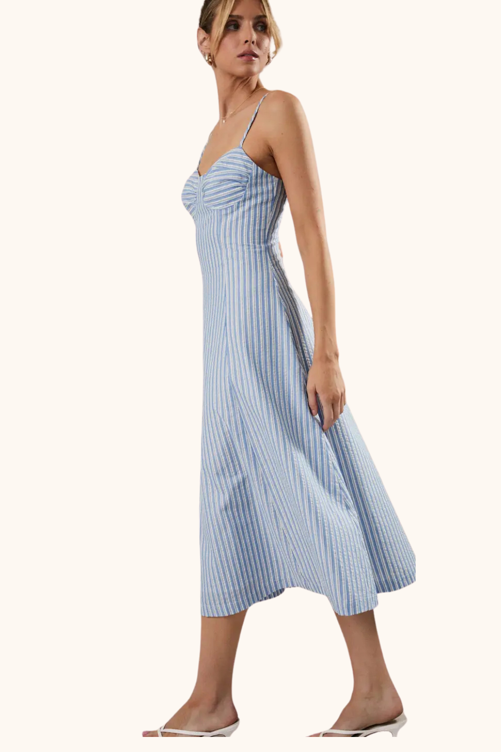 Sunday Edition Sleeveless Fit & Flare Stripe Midi Dress