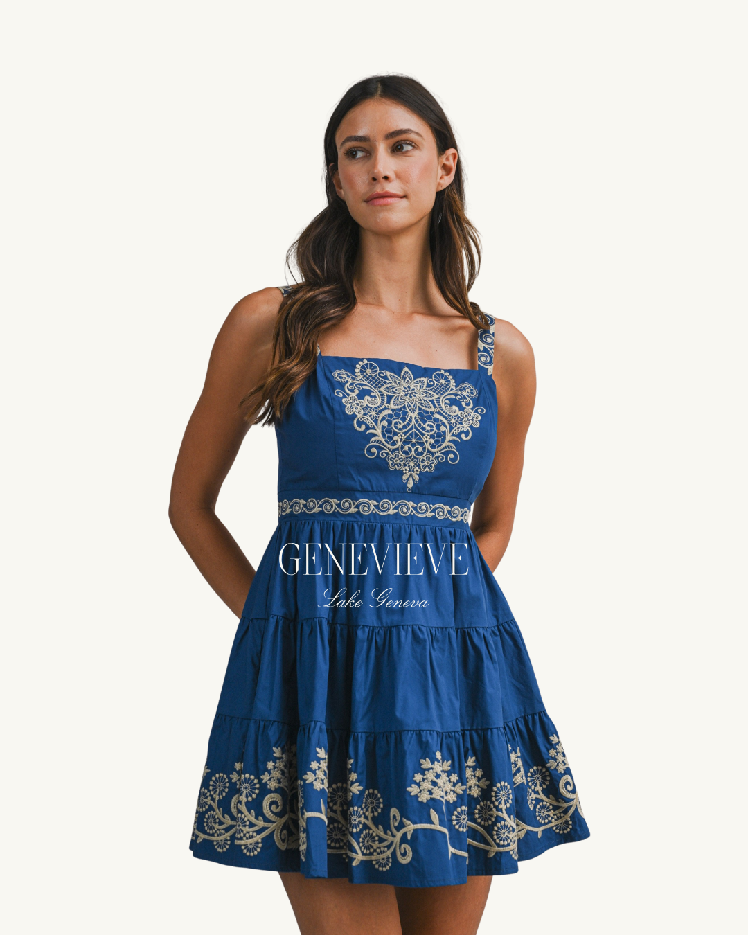 Mable Blue Embroidered Tiered Mini Dress Genevieve Lake Geneva Mable Blue Embroidered Tiered Mini Dress Genevieve Lake Geneva