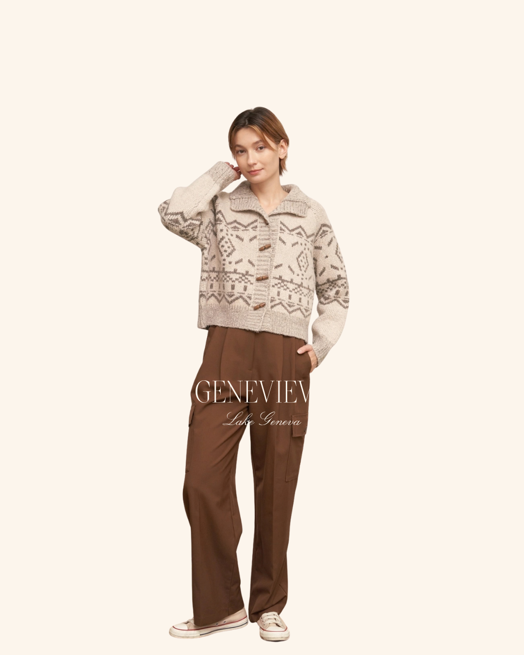 Encreme Taupe Aztec Cardigan