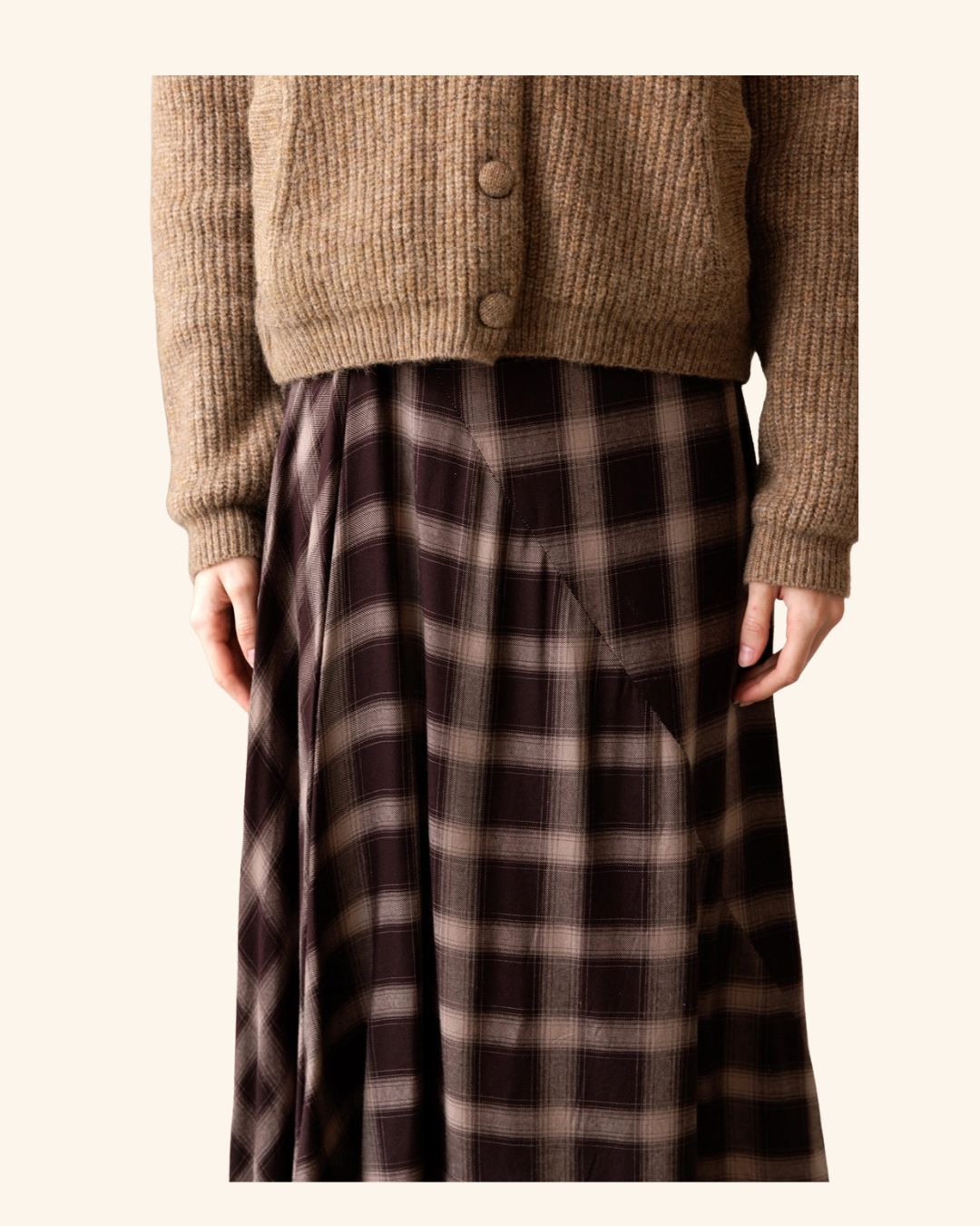 Storia Brown Plaid Midi skirt
