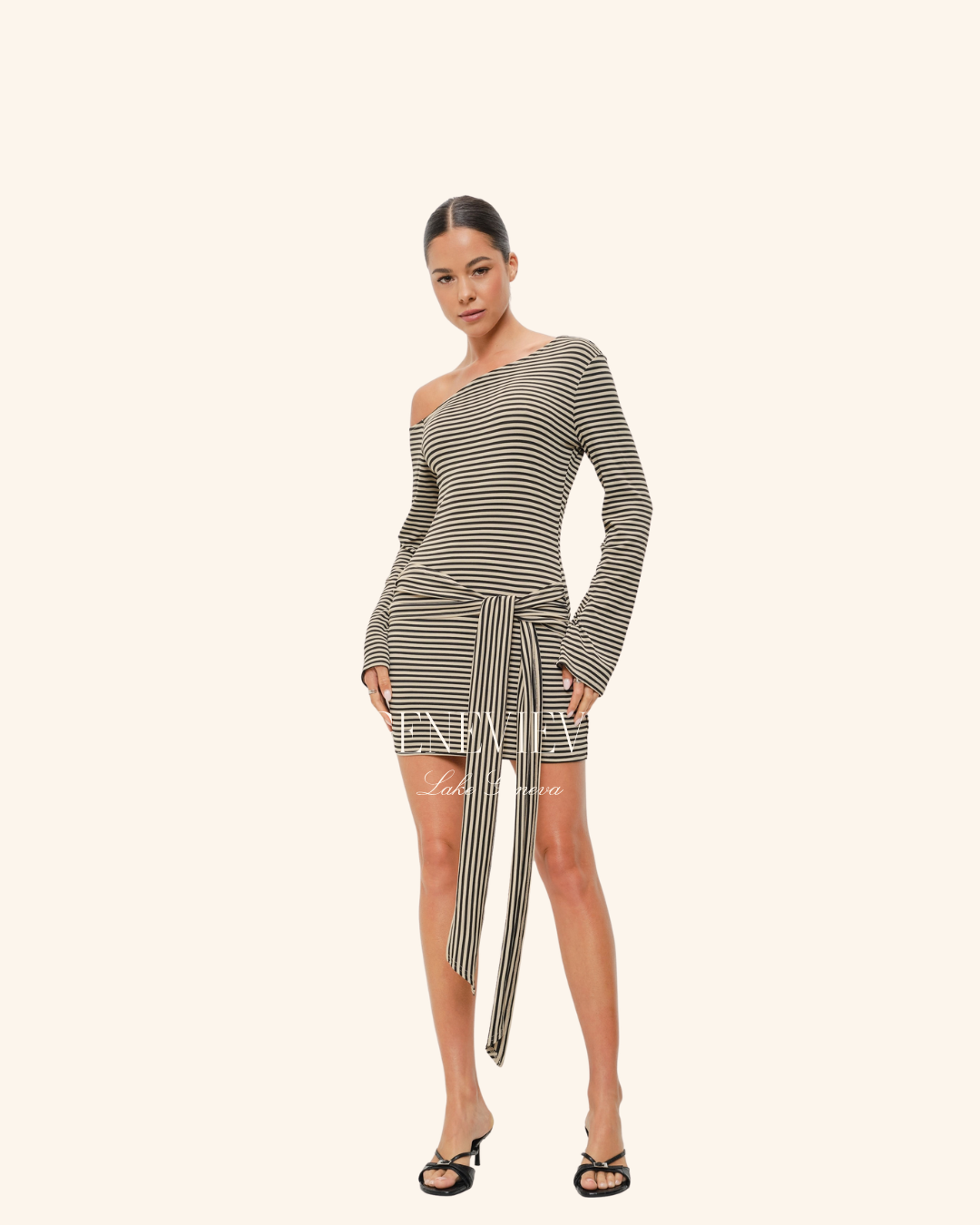 Pretty Garbage Stripe Long Sleeve Tie Mini dress