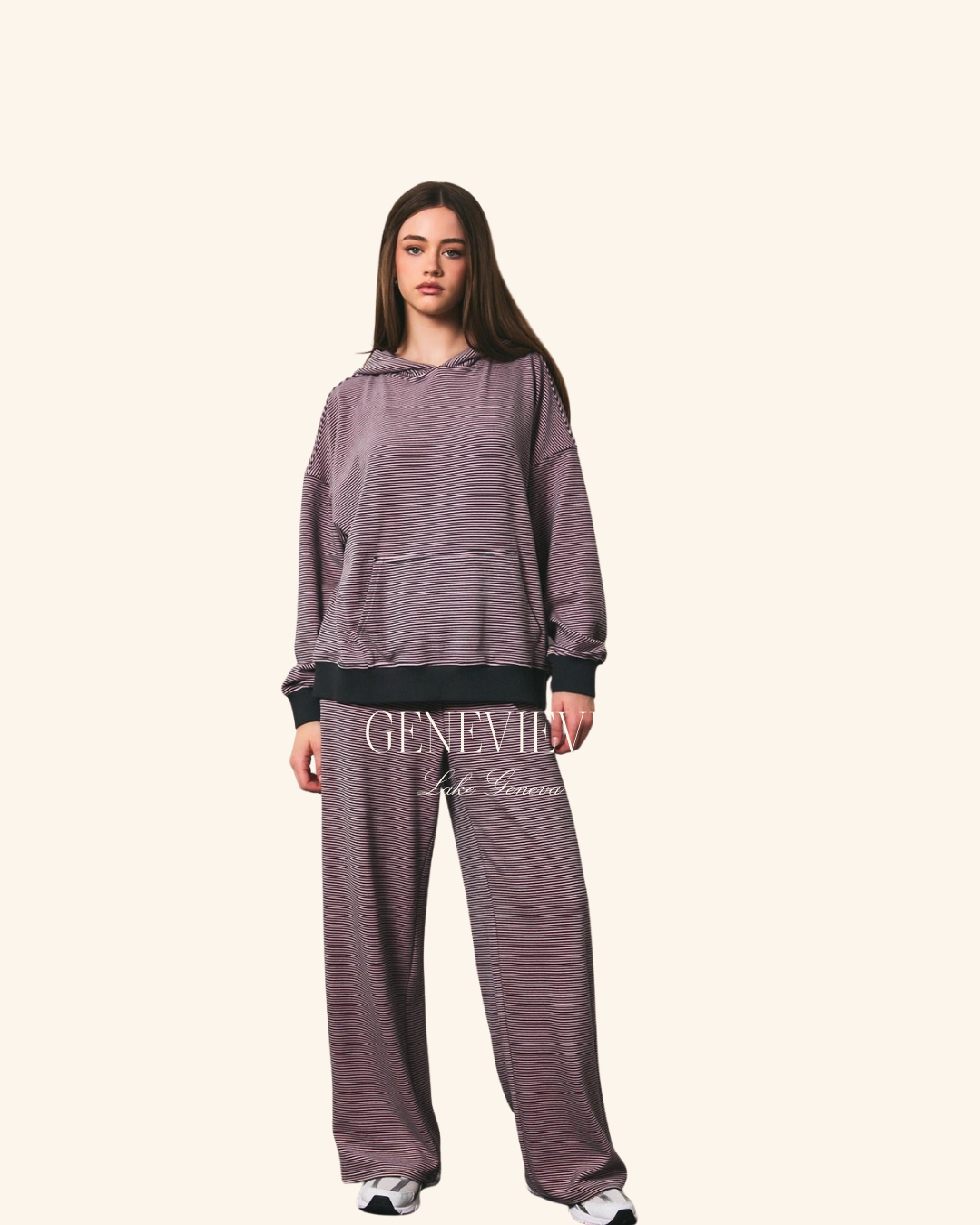 Le Lis Charcoal Pink Stripe Pant