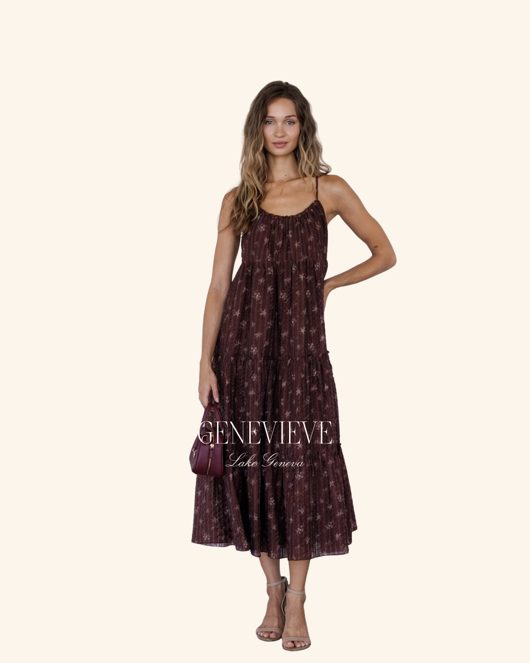 Storia Burgundy Floral Midi