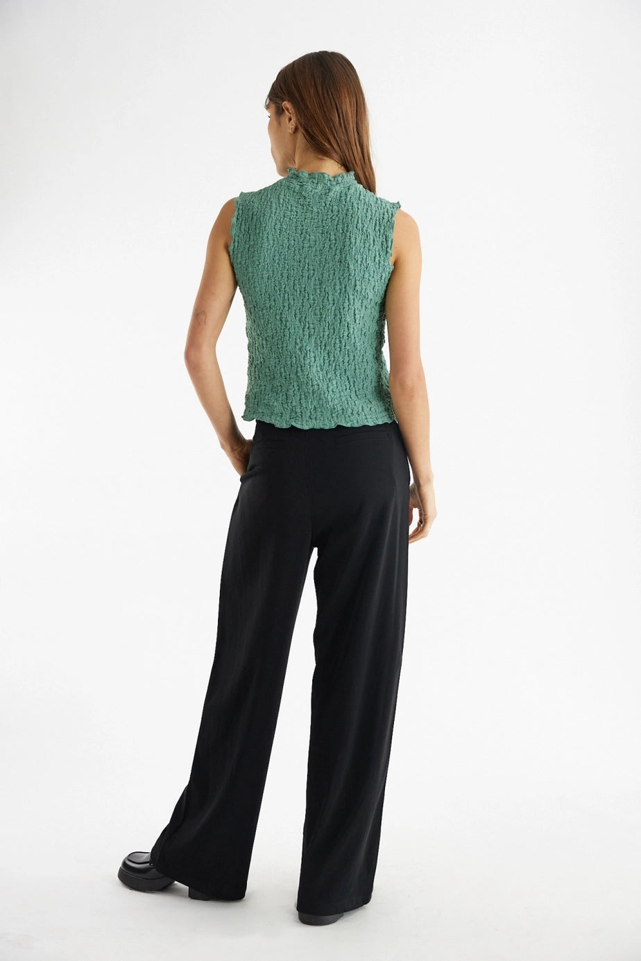All Row Popcorn Texture Mock Neck Top