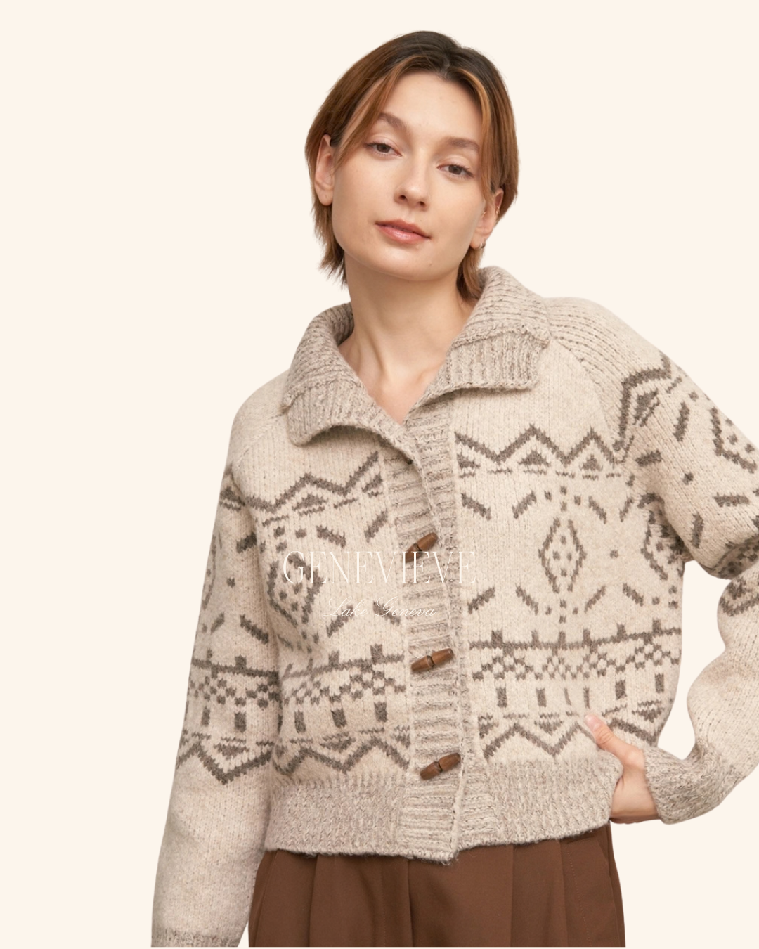 Encreme Taupe Aztec Cardigan