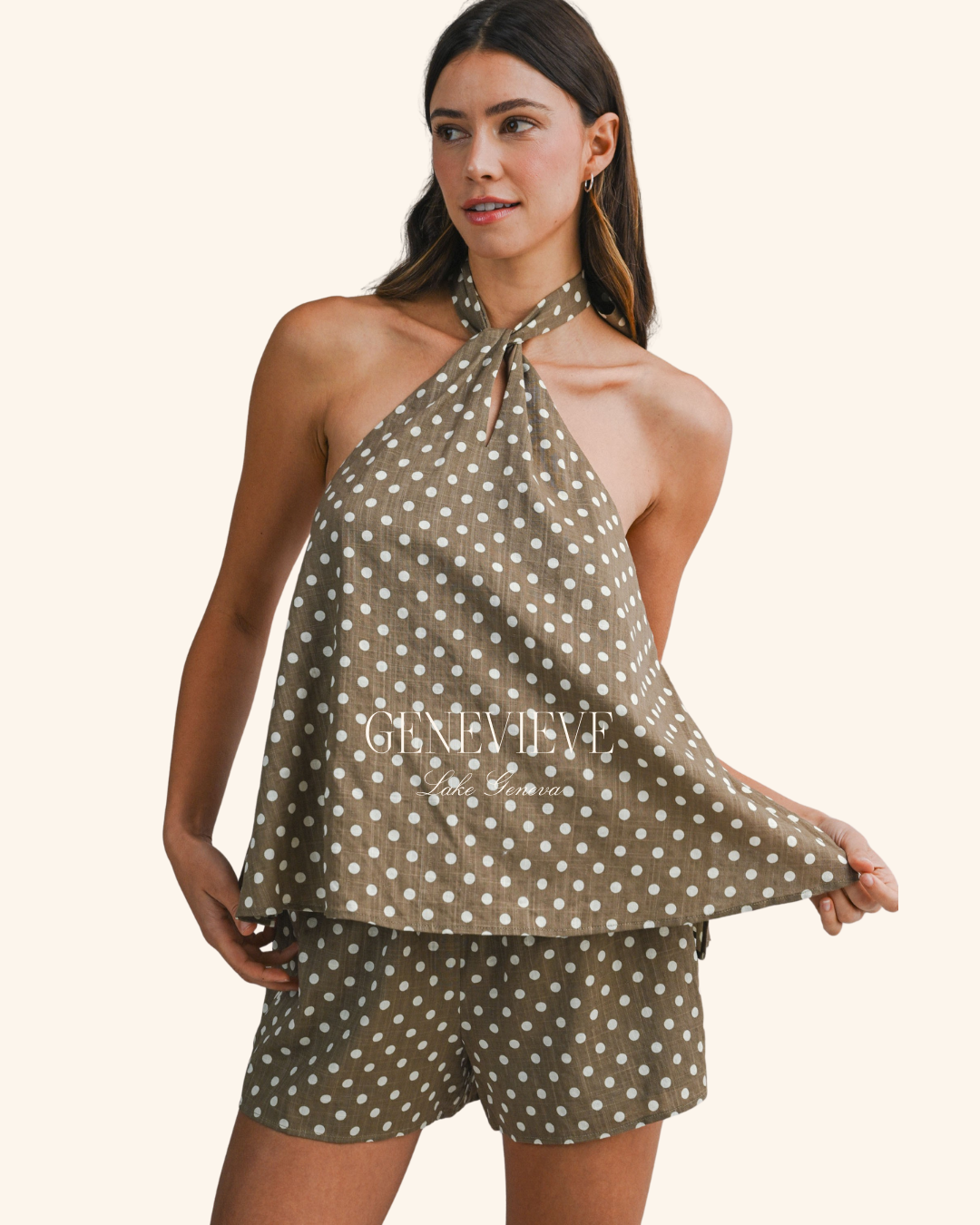 Mable Brown Polka Dot Halter Top