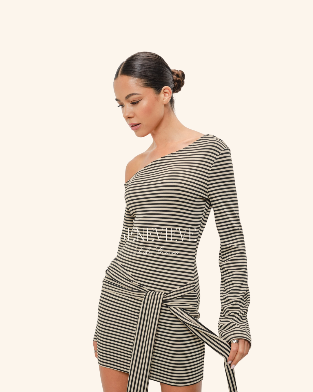 Pretty Garbage Stripe Long Sleeve Tie Mini dress