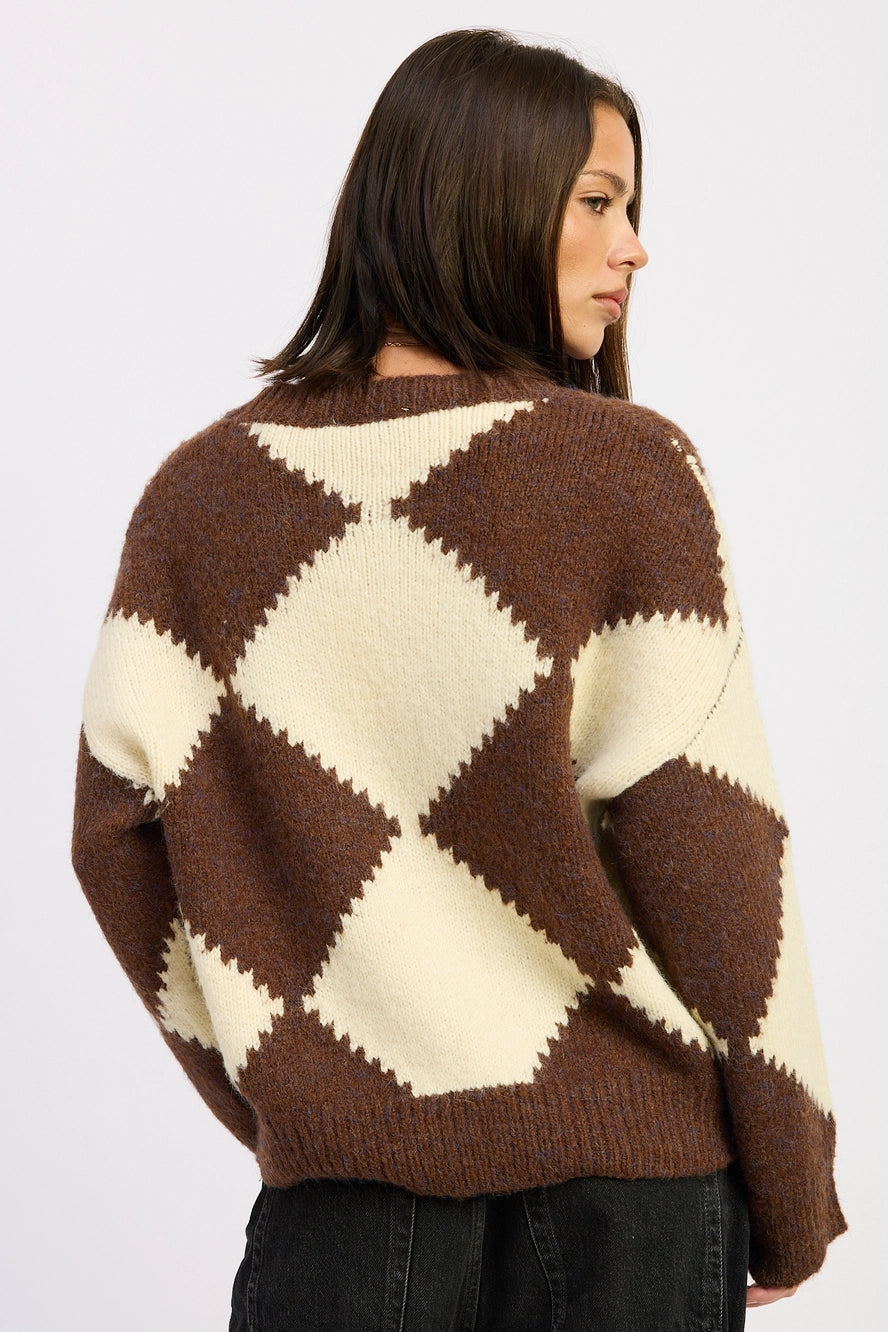 Emory Park Two Tone Argyle Oversized Sweater