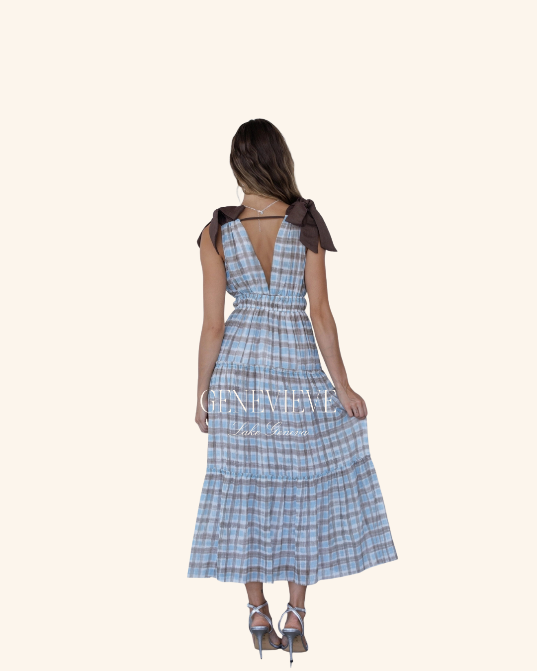 Storia Blue Brown Plaid Maxi