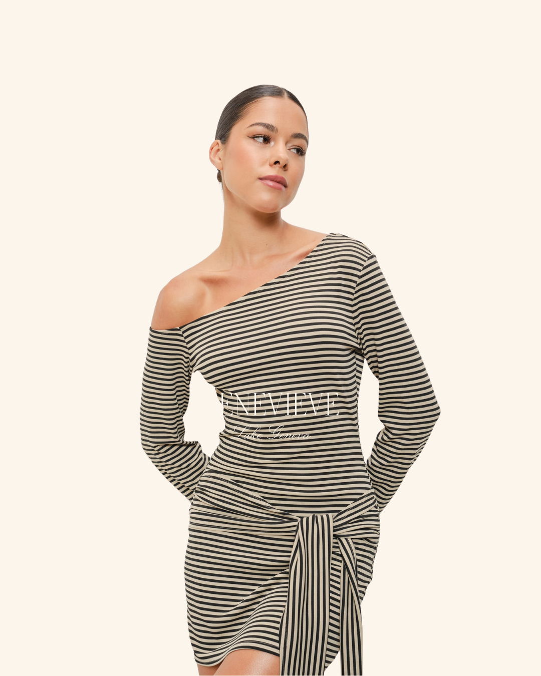 Pretty Garbage Stripe Long Sleeve Tie Mini dress