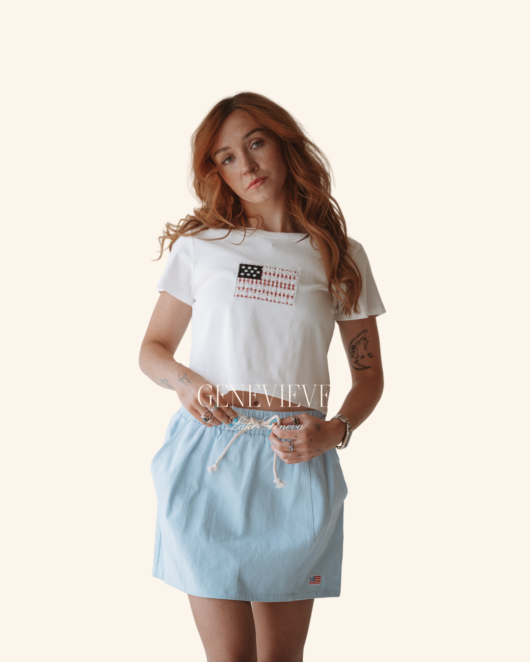 Sunday Edition Blue Draw String Flag Skirt