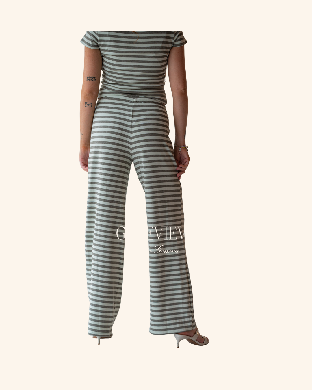 Pretty Garbage Pistachio Grey Stripe Pant