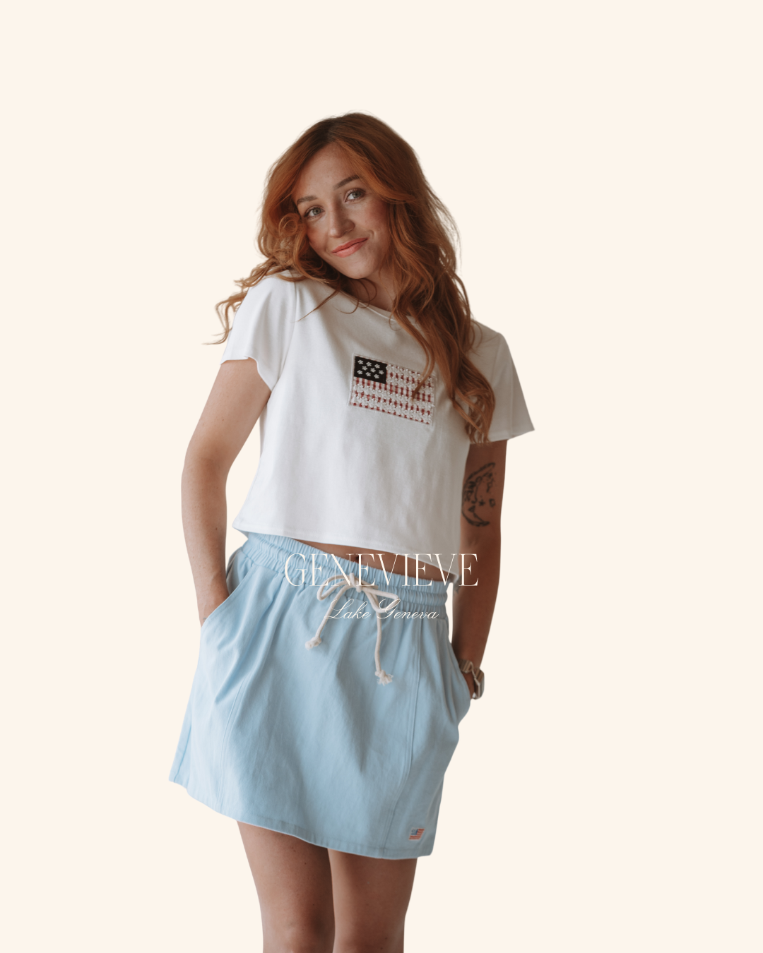 Le Lis White Flag Baby Tee