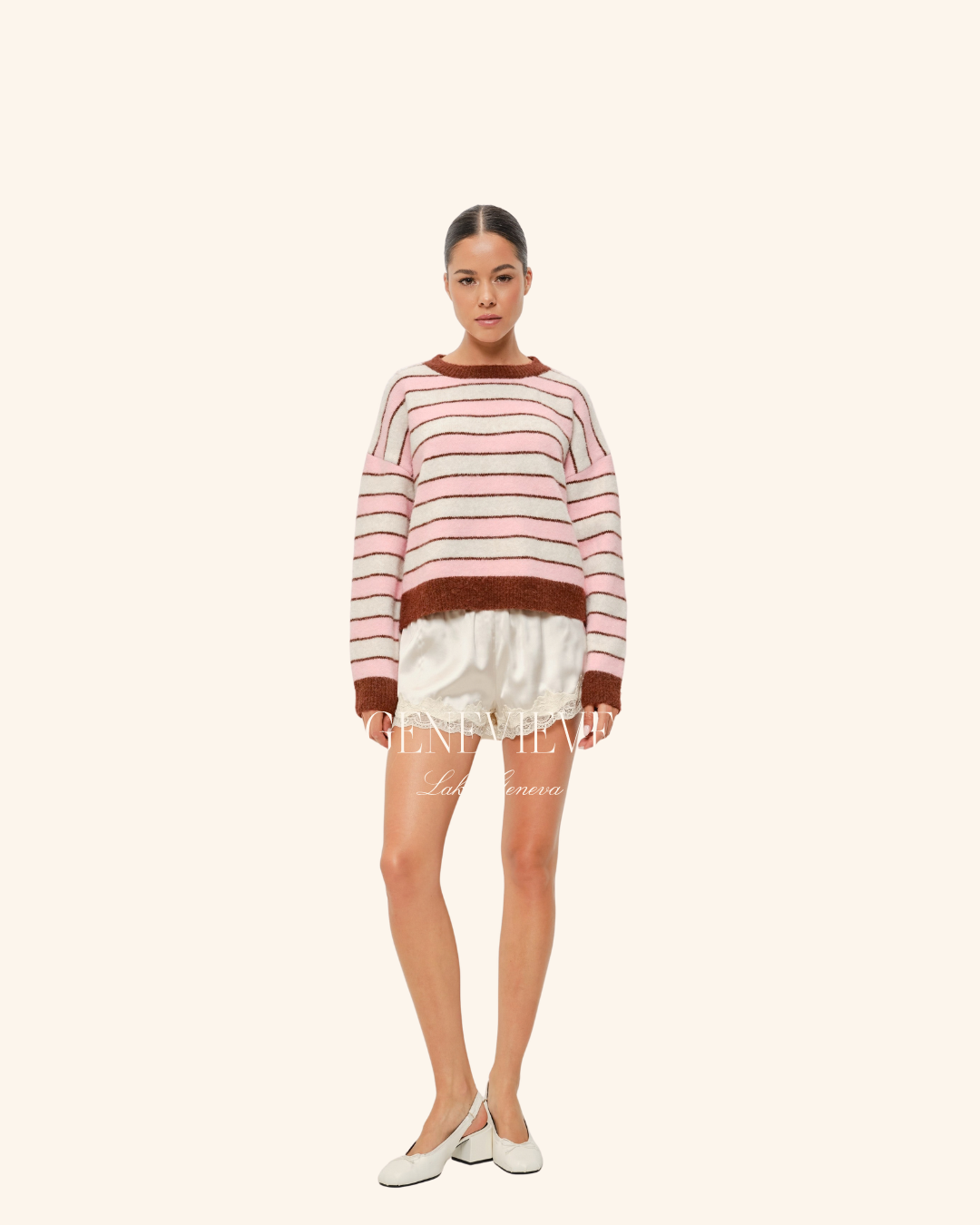 Pretty Garbage Pink Burgundy Stripe Pullover