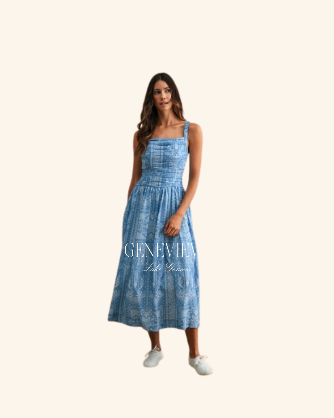 Mable Blue Print Ruched Midi
