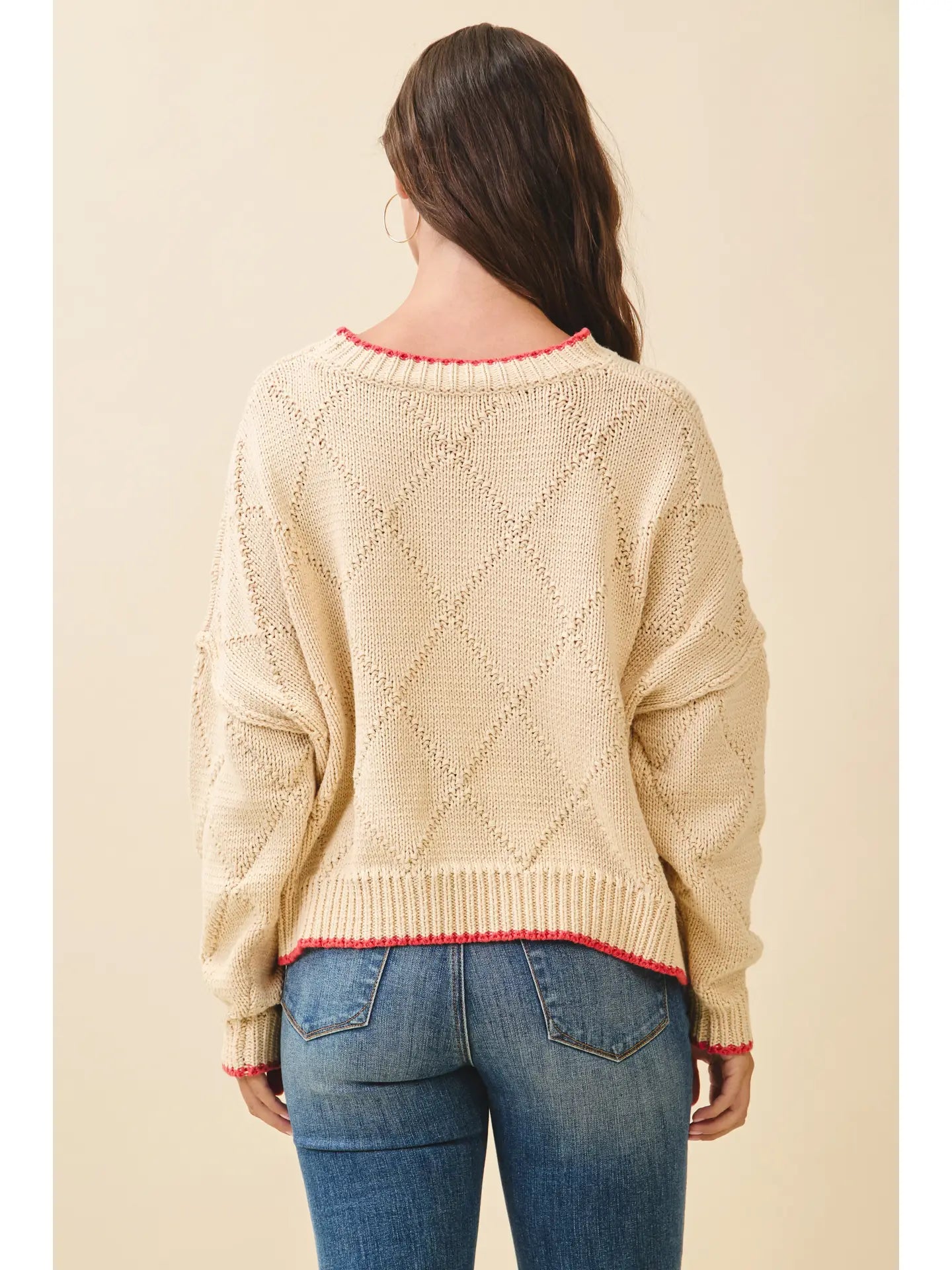 Aemi + Co Diamond Knit Pullover Sweater
