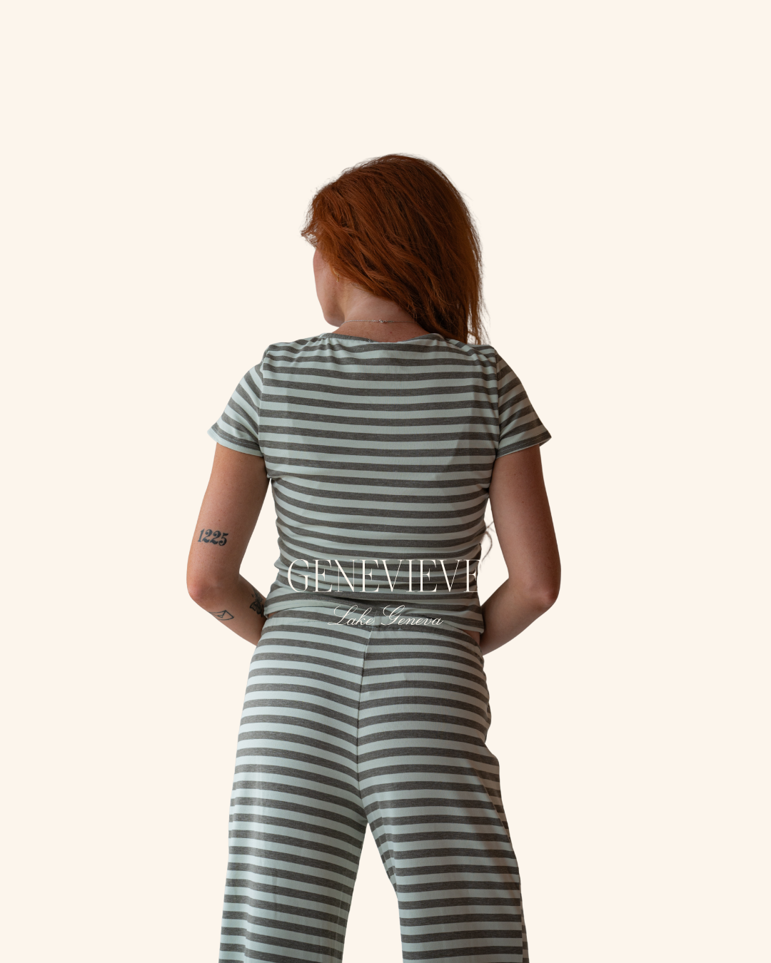 Pretty Garbage Pistachio Grey Stripe Pant