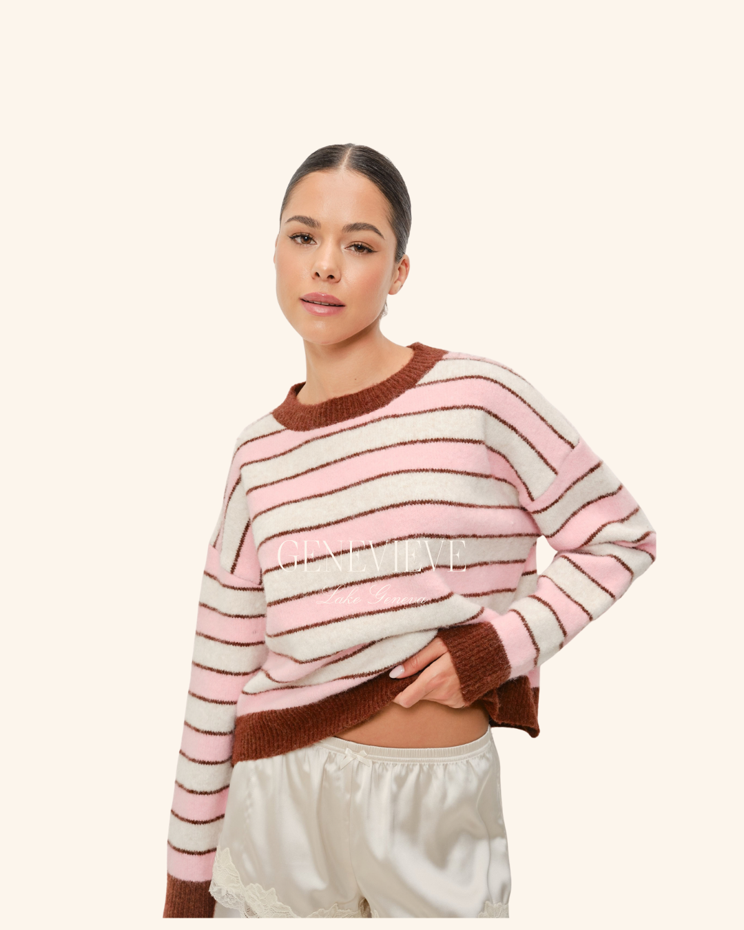 Pretty Garbage Pink Burgundy Stripe Pullover