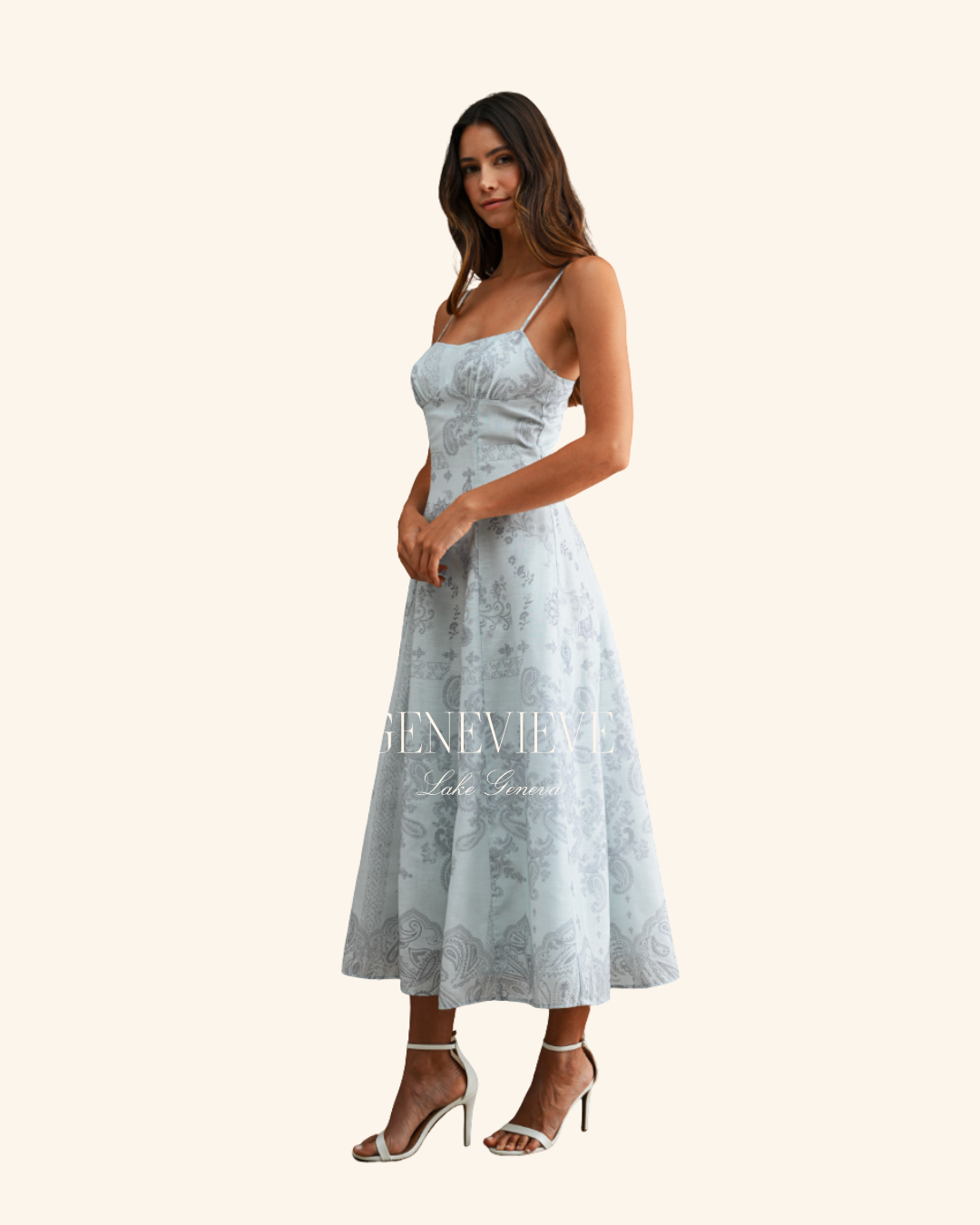 Mable Light Blue Paisely Midi