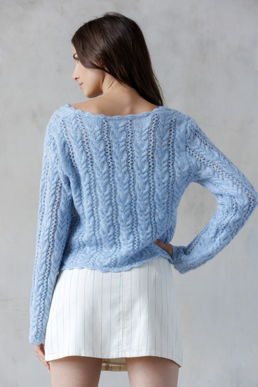 Storia Sky Blue Textured Cardigan