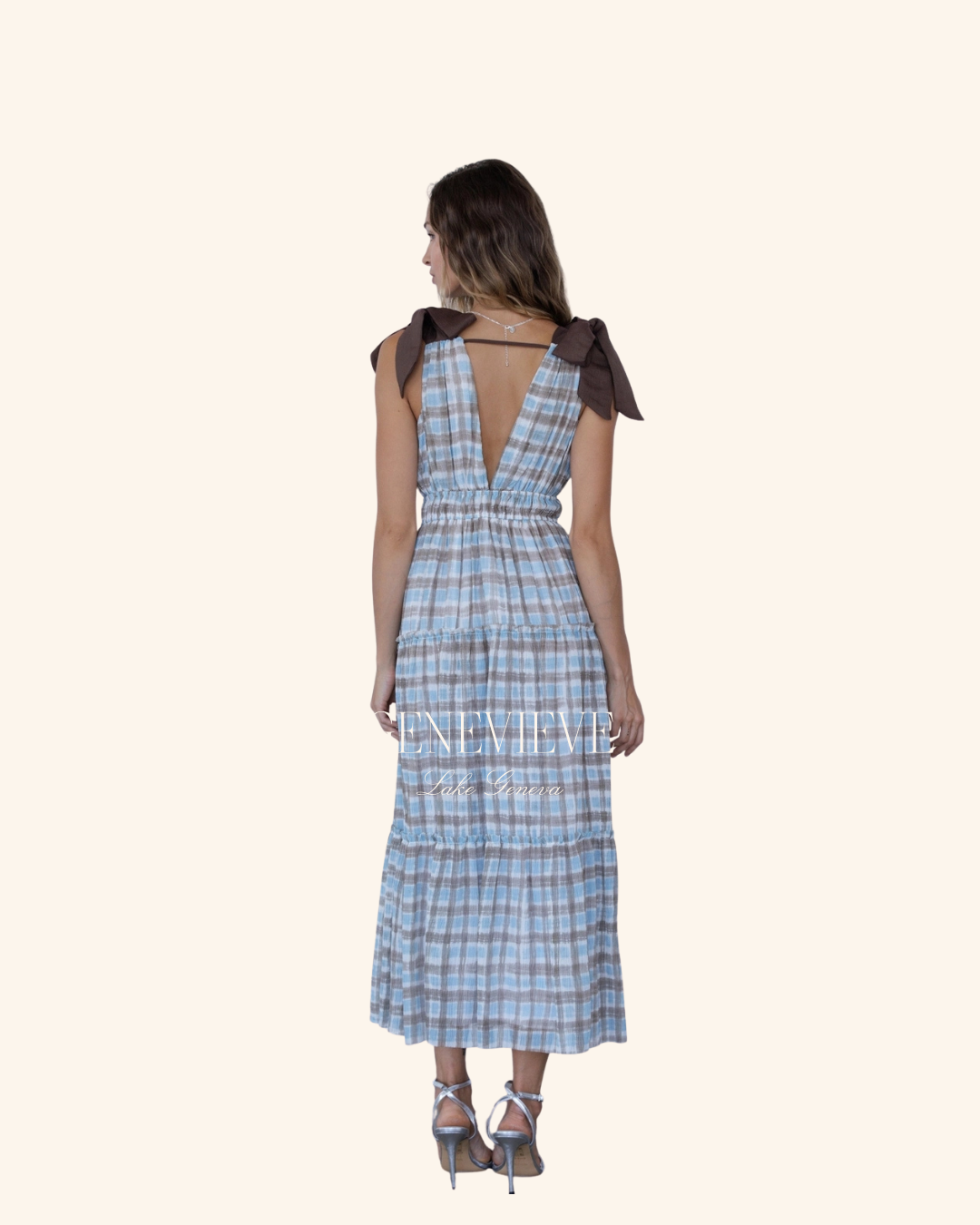 Storia Blue Brown Plaid Maxi