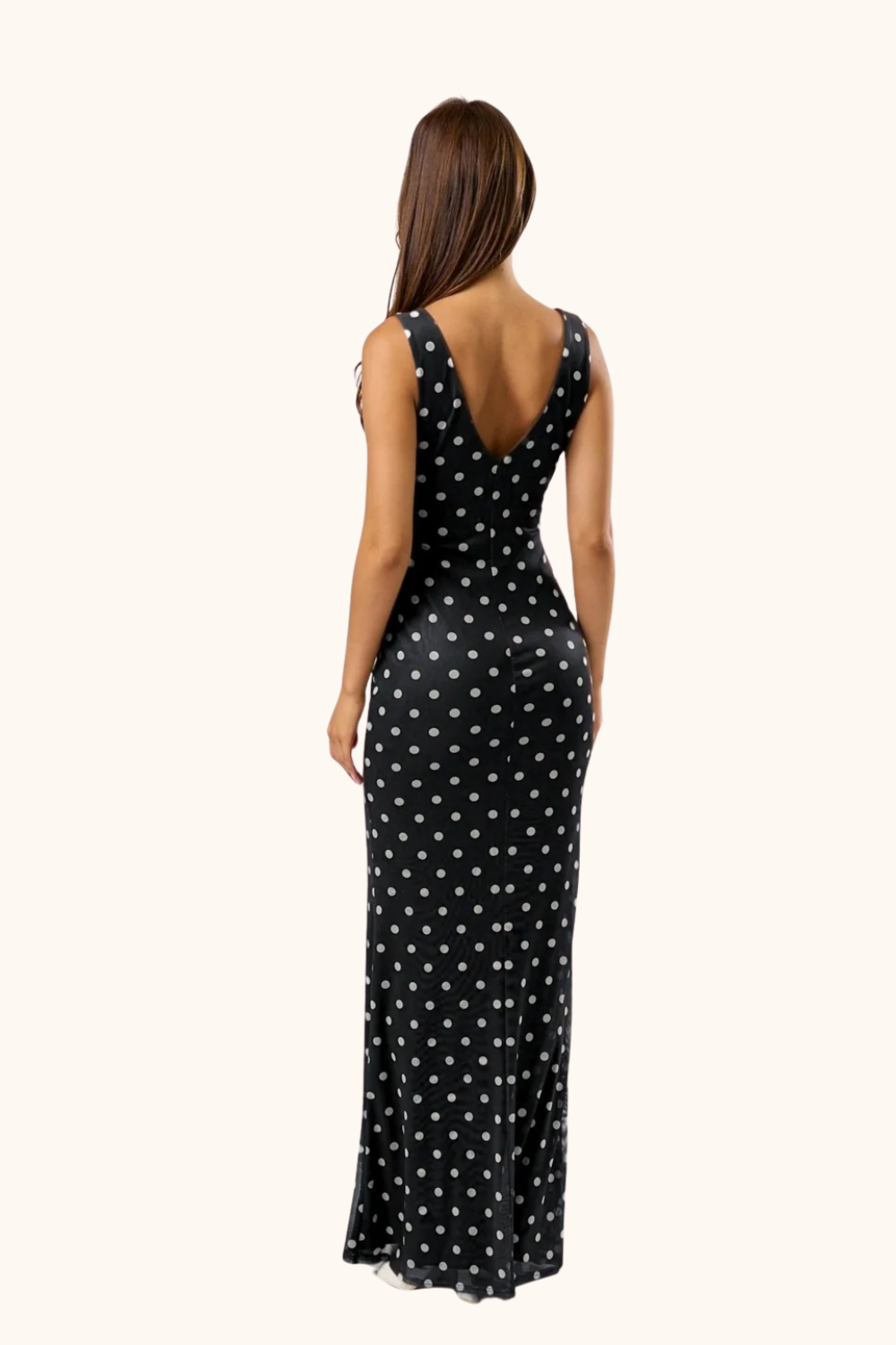 Blue Blush Chic Mesh Polka Dot Maxi Dress