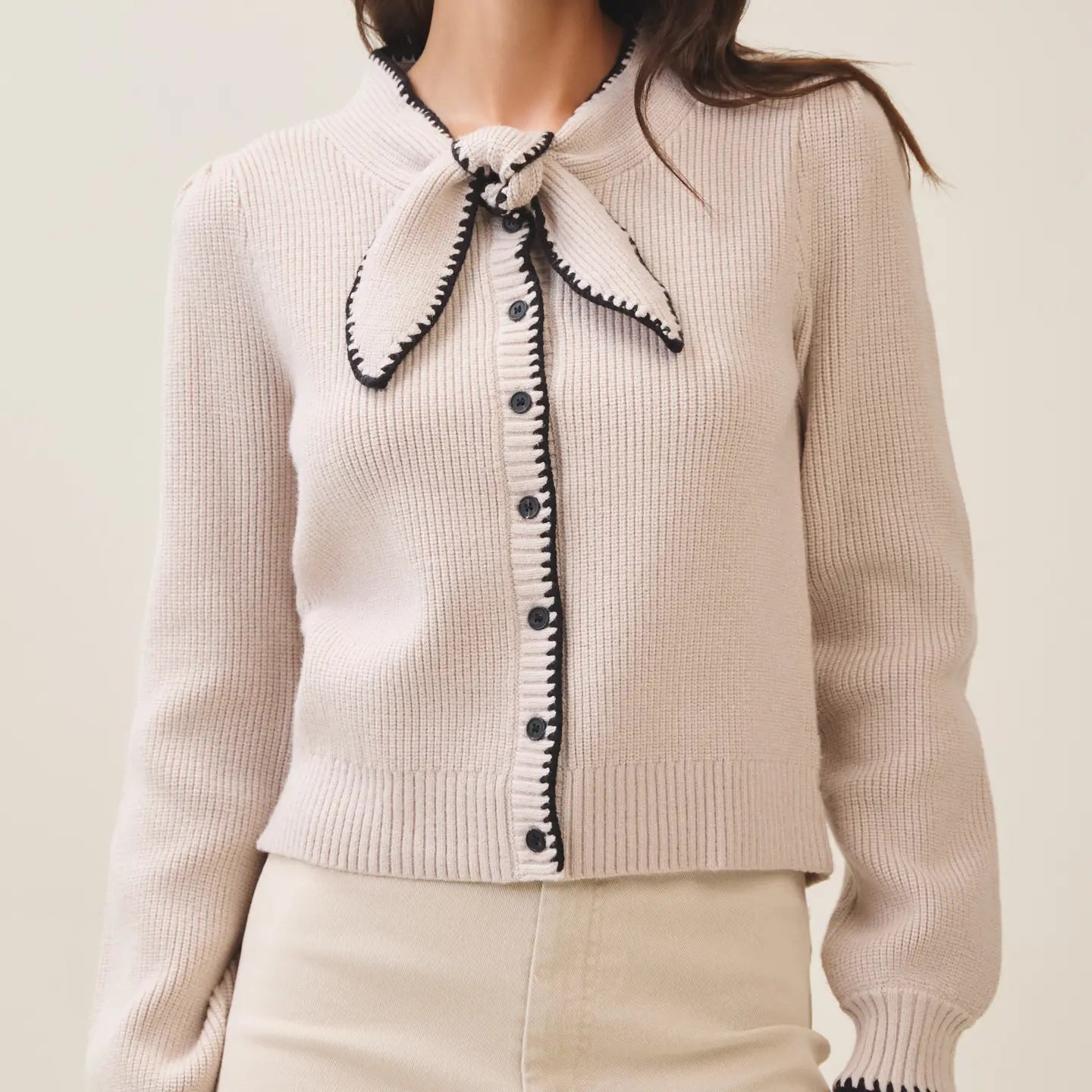 Able Whipstitch Bow Cardigan