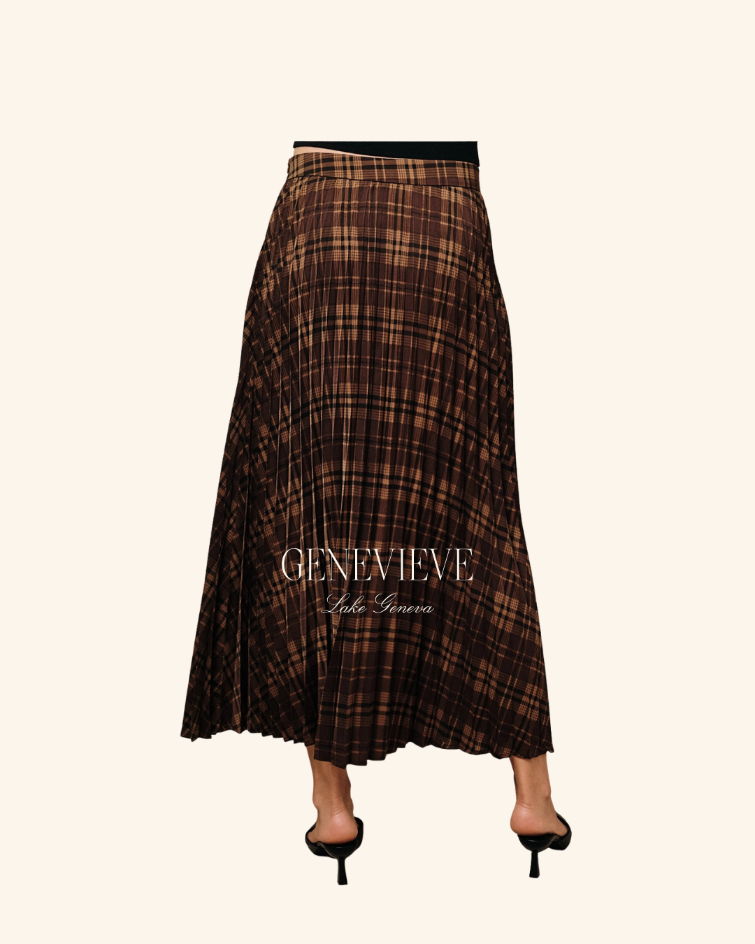 Sunday Edition Brown Plaid Pleated Skirt