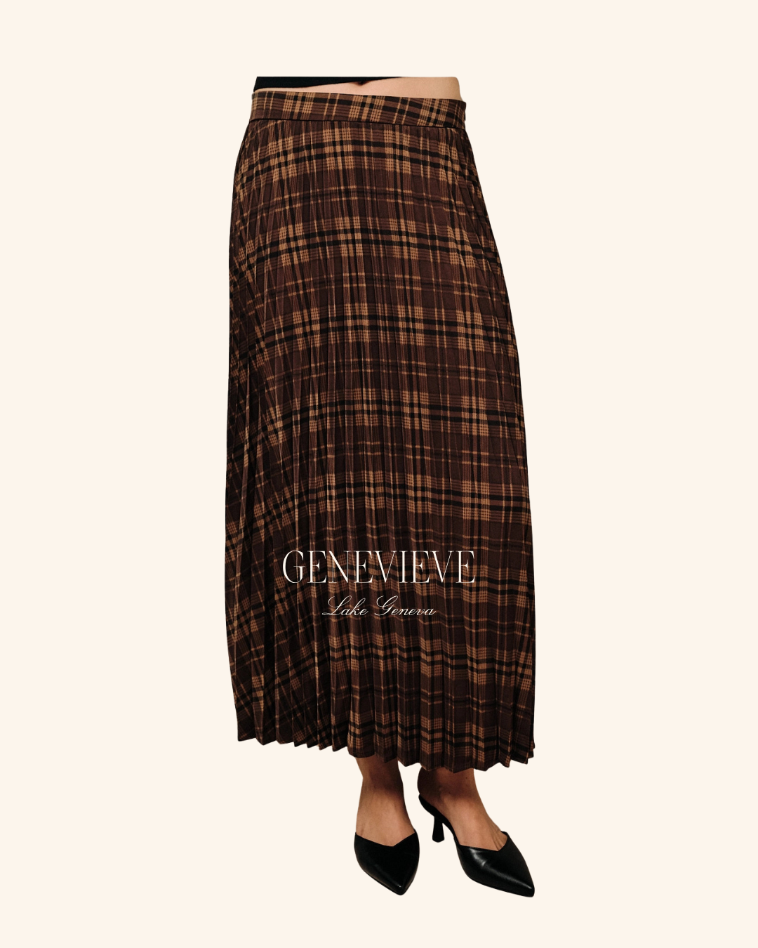 Sunday Edition Brown Plaid Pleated Skirt