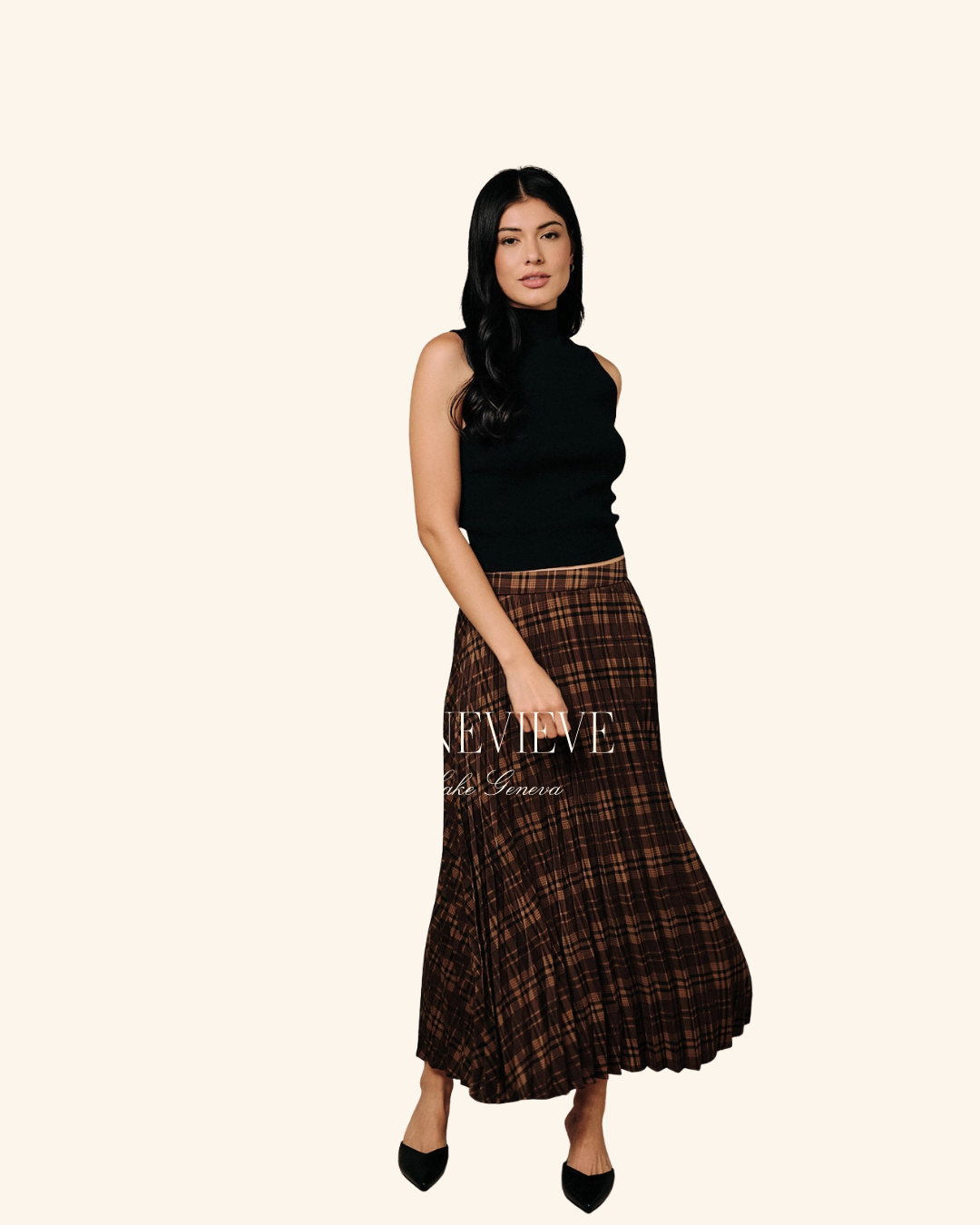 Sunday Edition Brown Plaid Pleated Skirt