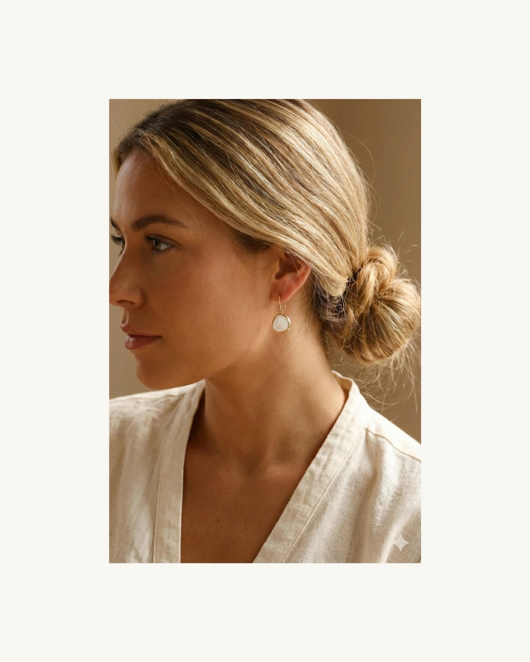 Katie Waltman Medium White Smoke Bezel Earrings