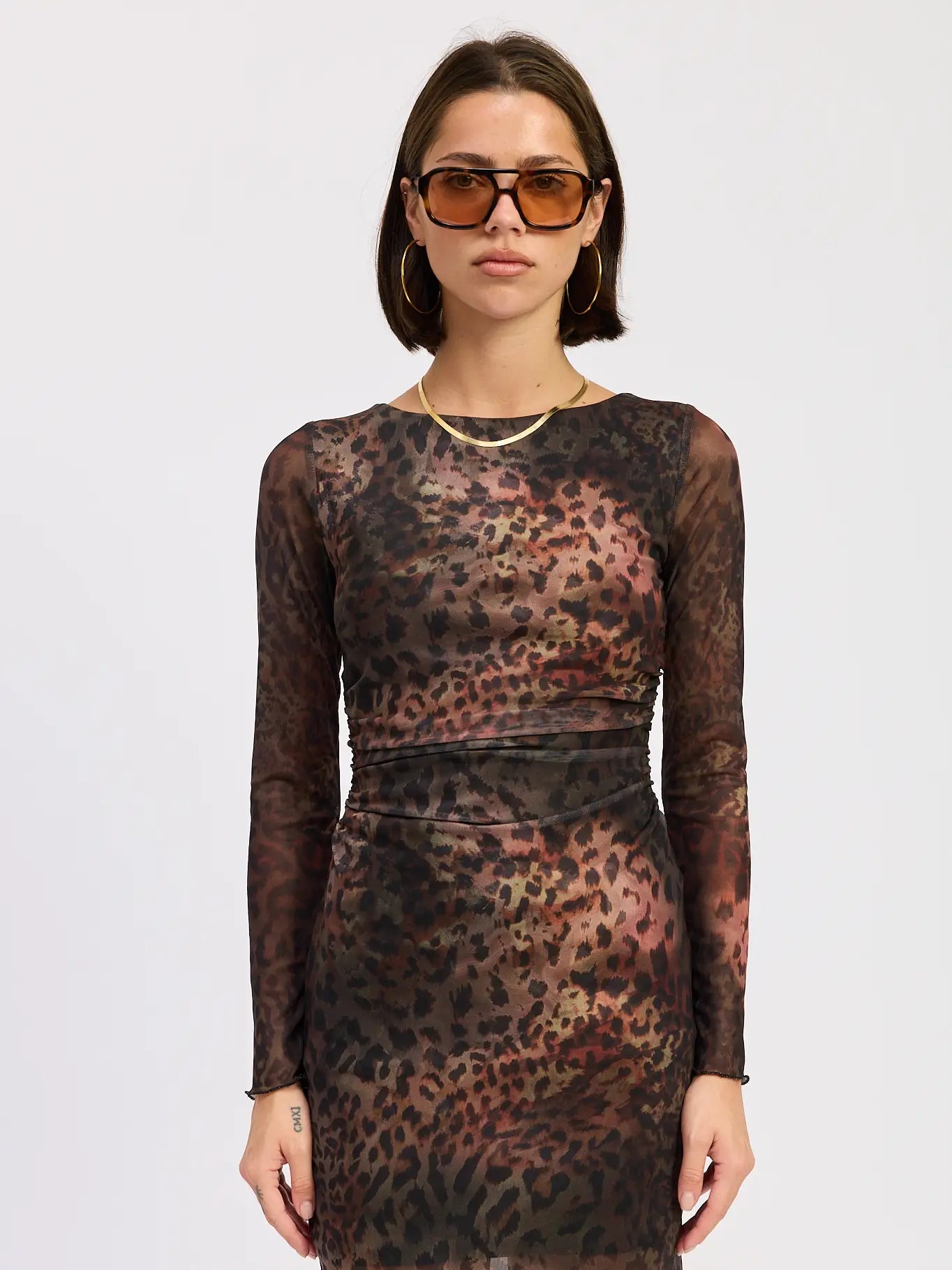 Emory Park Mini Open Back Mesh Animal Print Dress