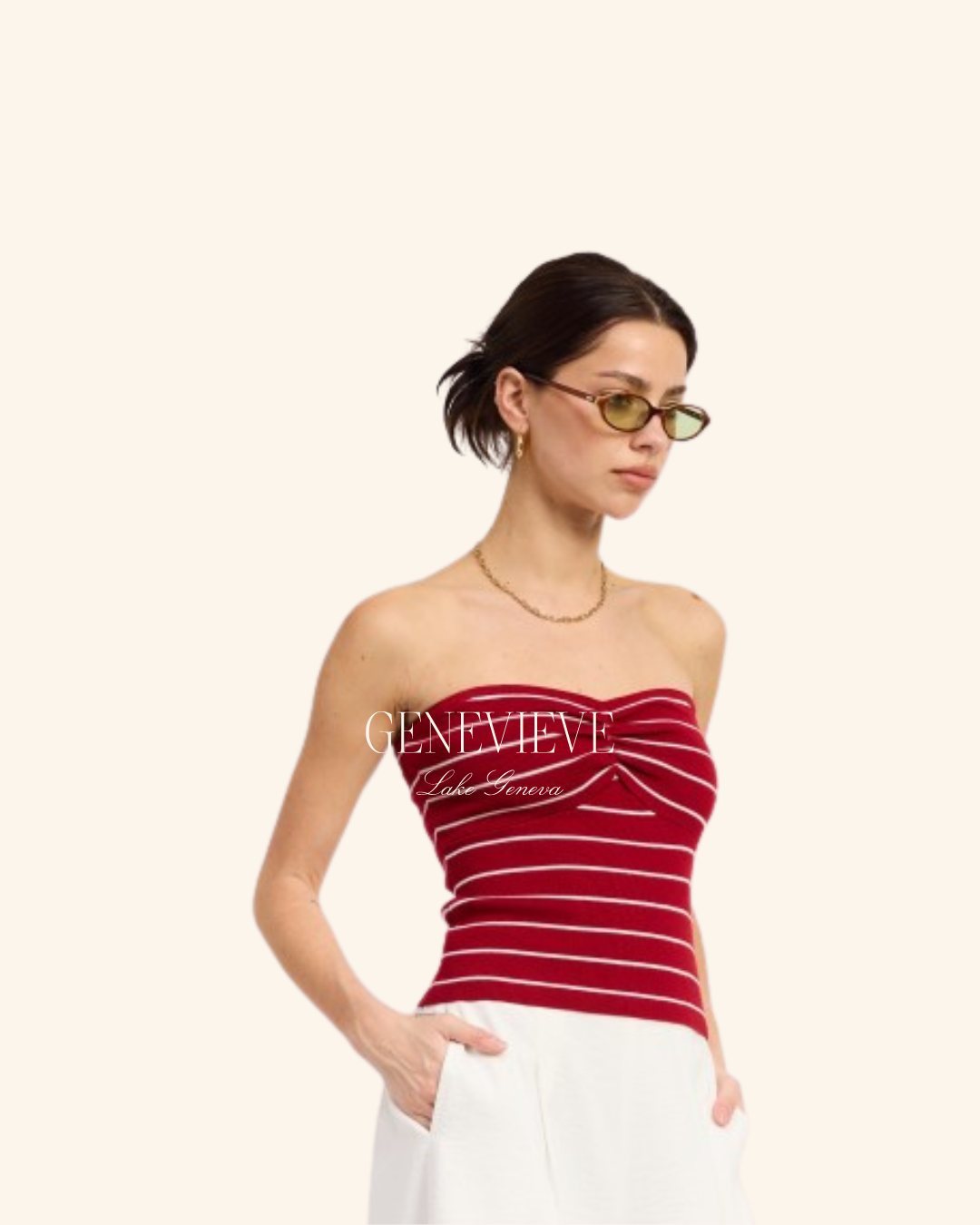 Emory Park Red Stripe Tube Top