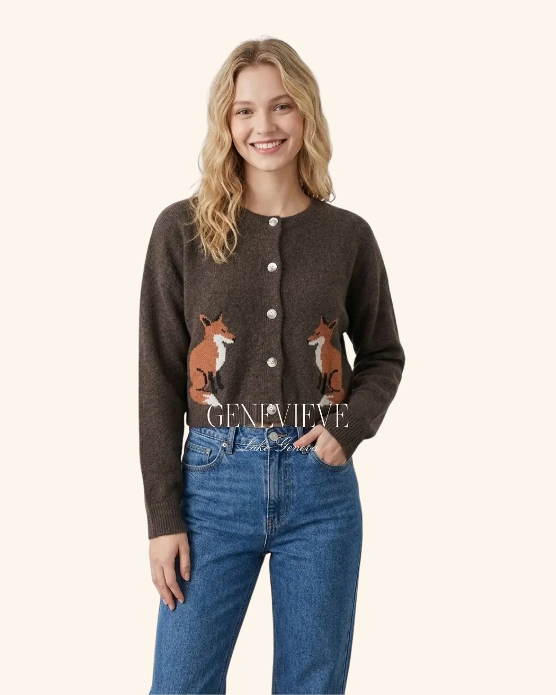 Dreamers By Debut Fox Button Up Cardigan