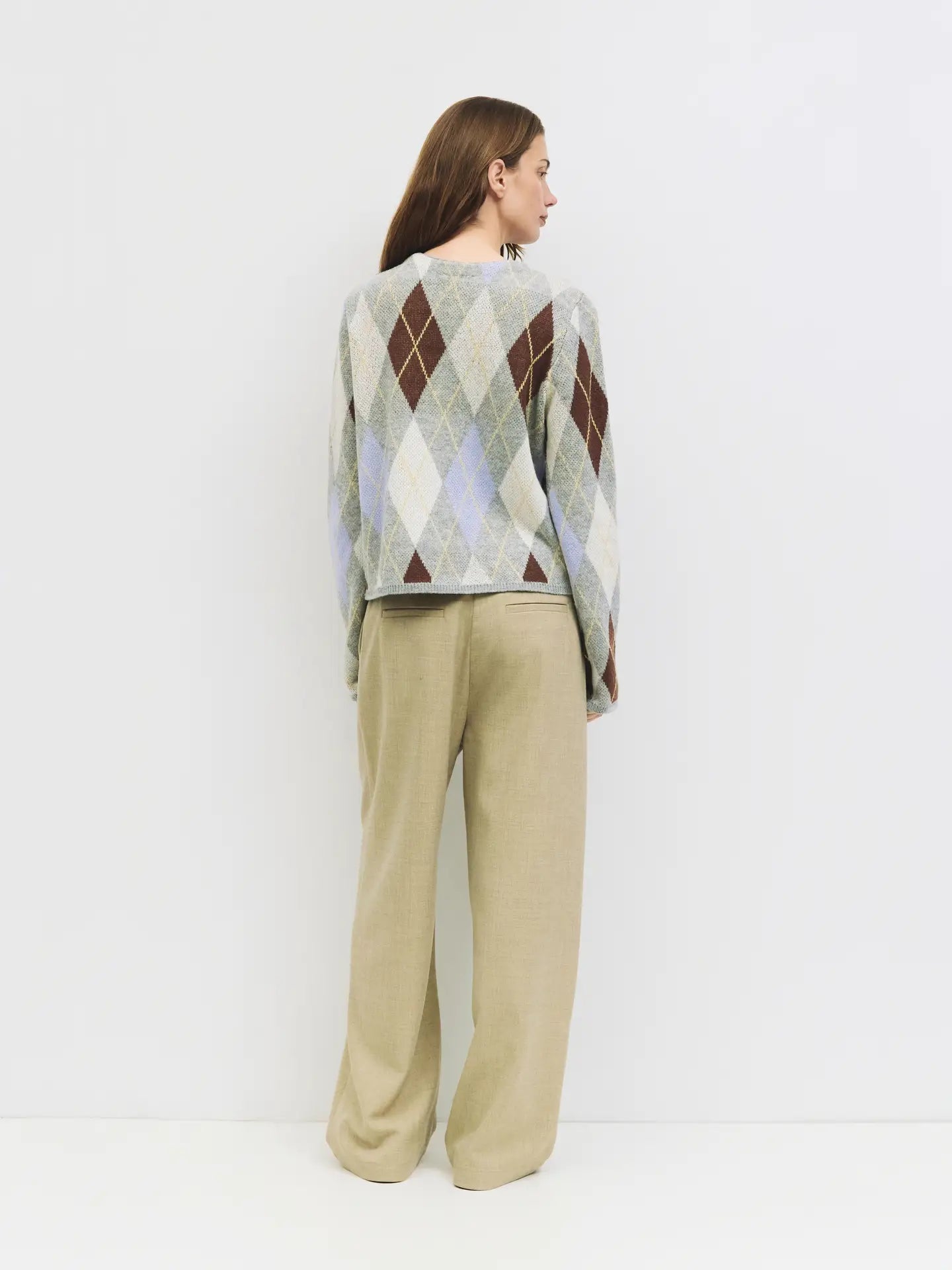 All Row Argyle Knit Cardigan