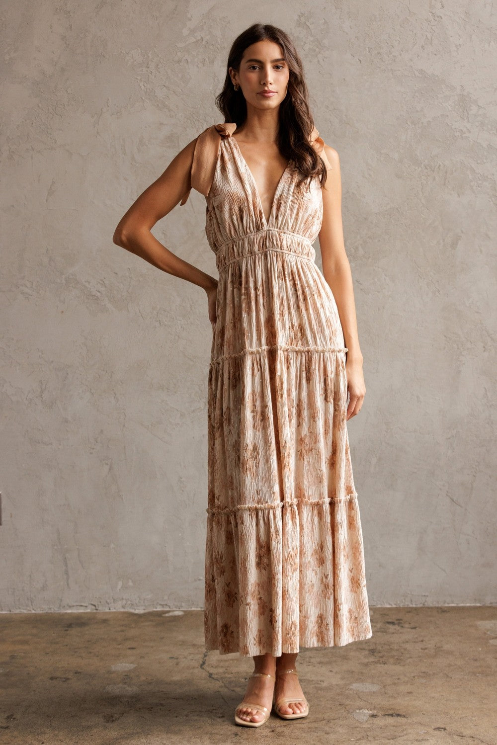 Storia Floral Mini Sequins Maxi Dress